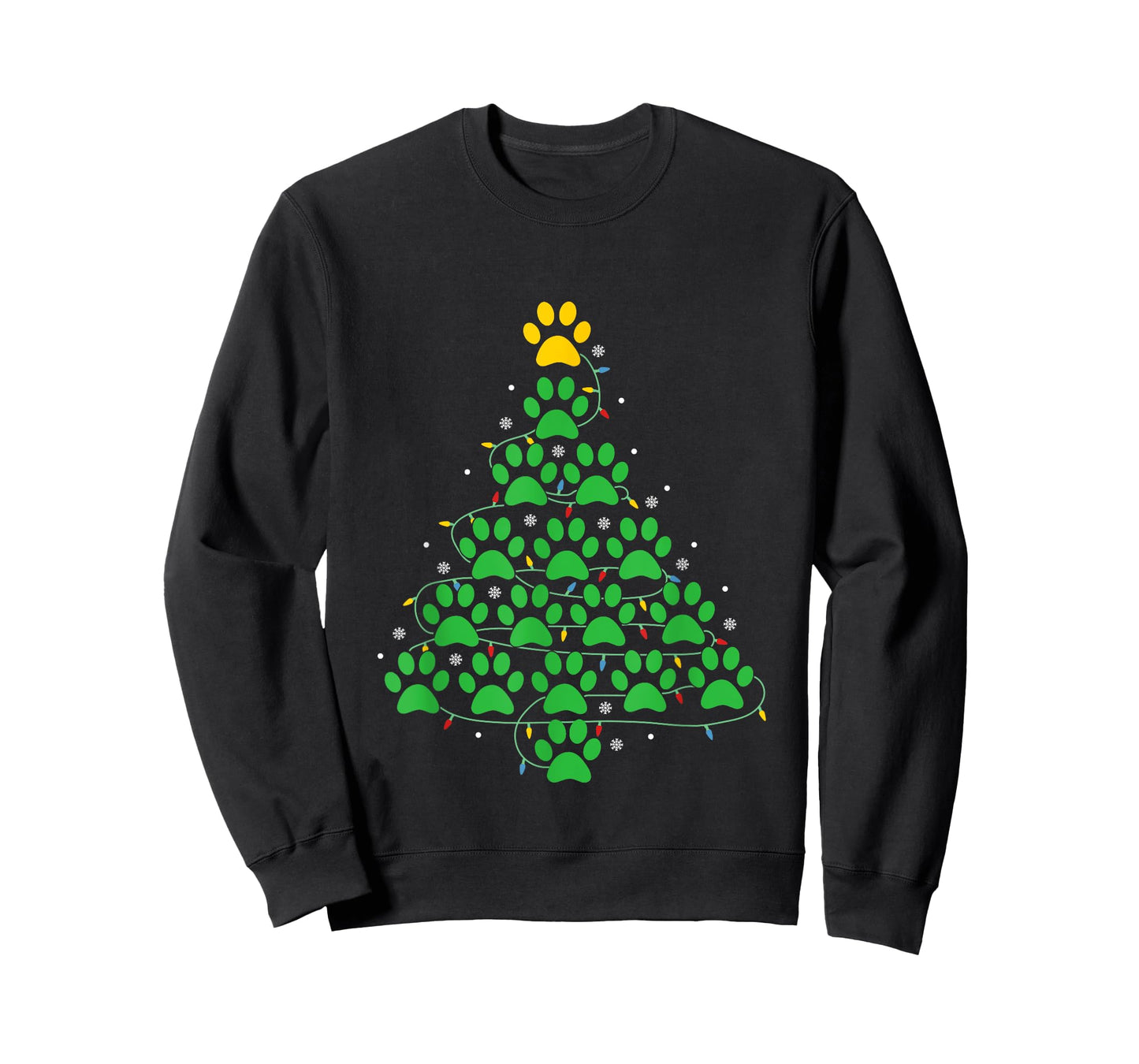 Dog Paw Christmas Design Lr Unisex-Adult Dog Paws Print Christmas Tree Lights Dog Lover T-Shirt