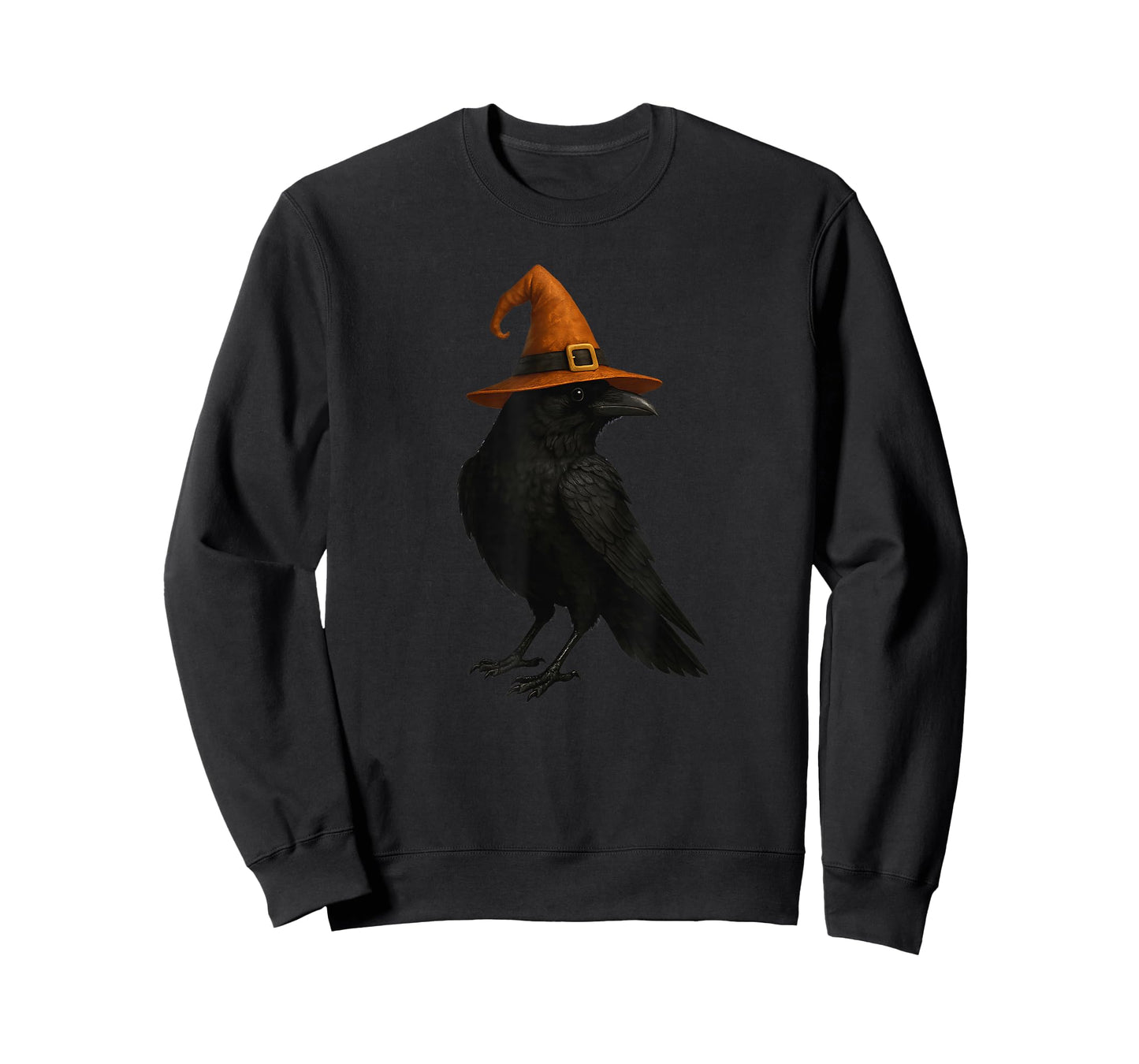 Cute Raven Crow with Witch Hat Spooky Halloween Bird Design T-Shirt
