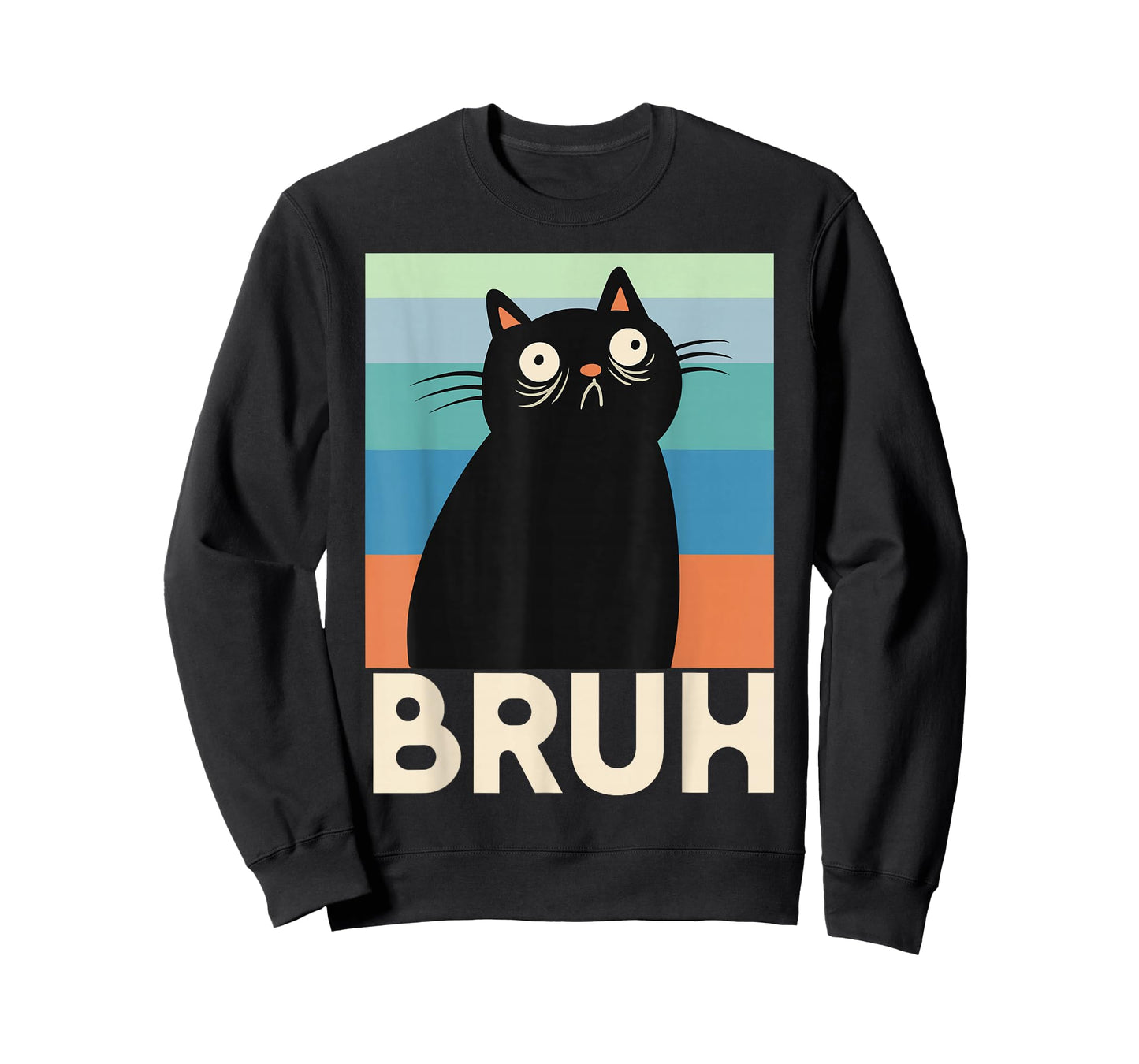 Bruh Cat Meme, Funny Black Cat, Sarcastic Humor T-Shirt