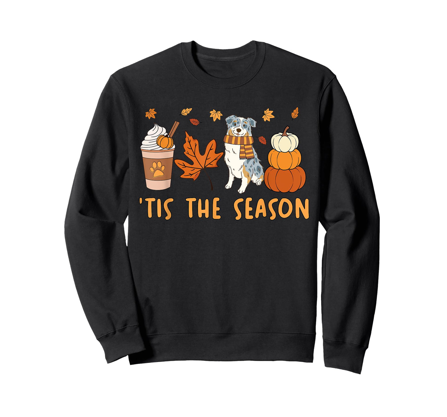 Tis The Season Aussie Dog Fall Autumn Pumpkin Coffee T-Shirt