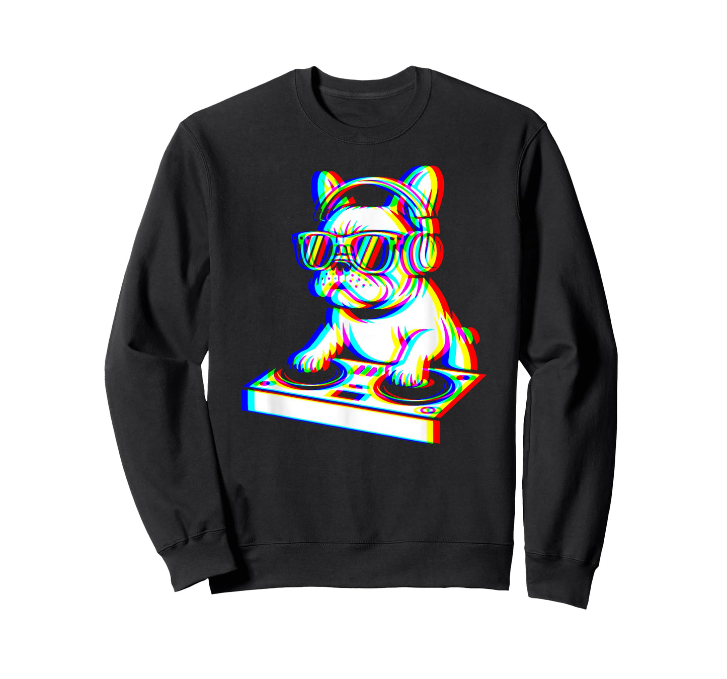 Funny French Bulldog DJ Glitch Rave EDM Music Party T-Shirt