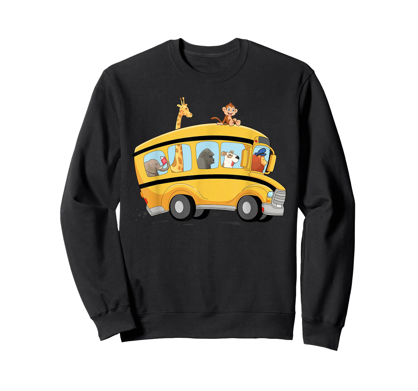 lion,Dog and Monkey in a School Bus Funny Men Women Kids T-Shirt