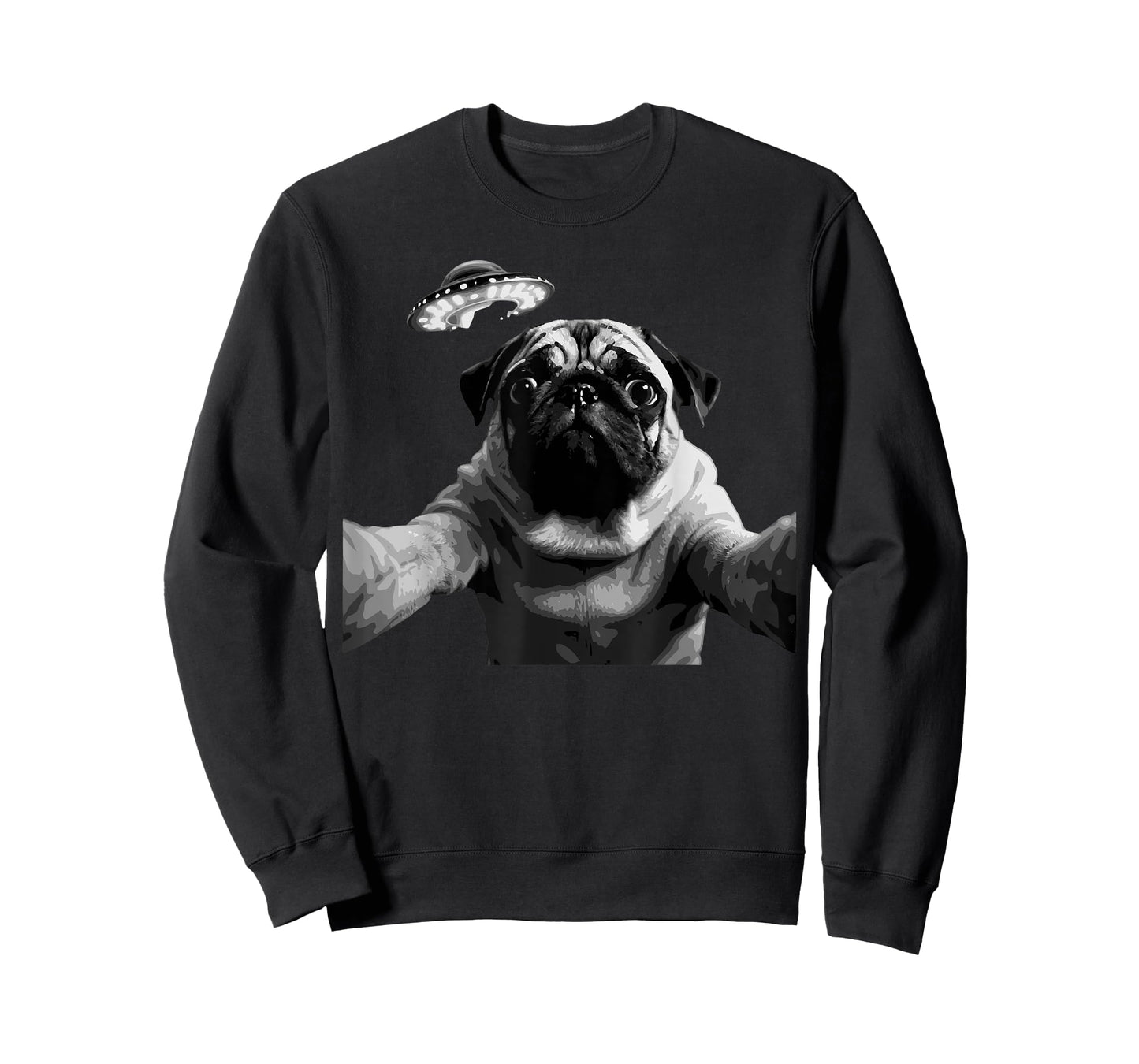 Funny Pug Selfie With UFO Encounter Love Dog Aliens T-Shirt
