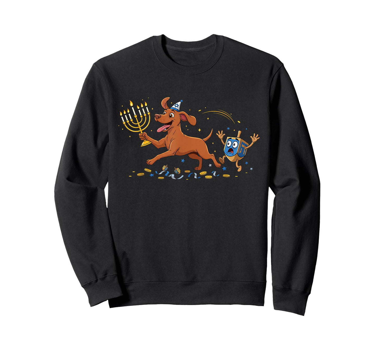 Funny Vizsla Dreidel Menorah Hanukkah Kids Womens Mens T-Shirt