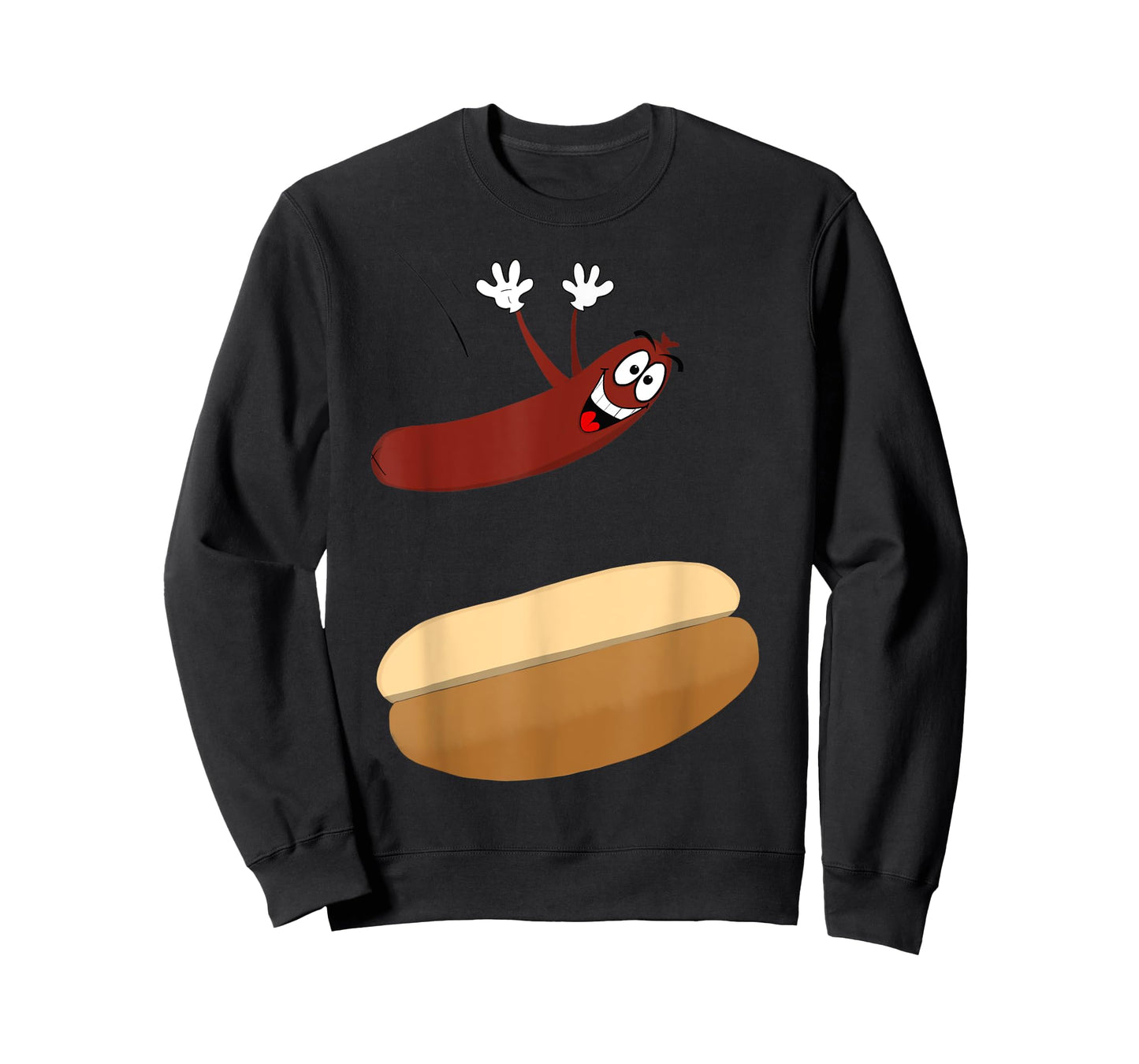Happy Cartoon Hot Dog Jumping into a Bun T-Shirt T-Shirt