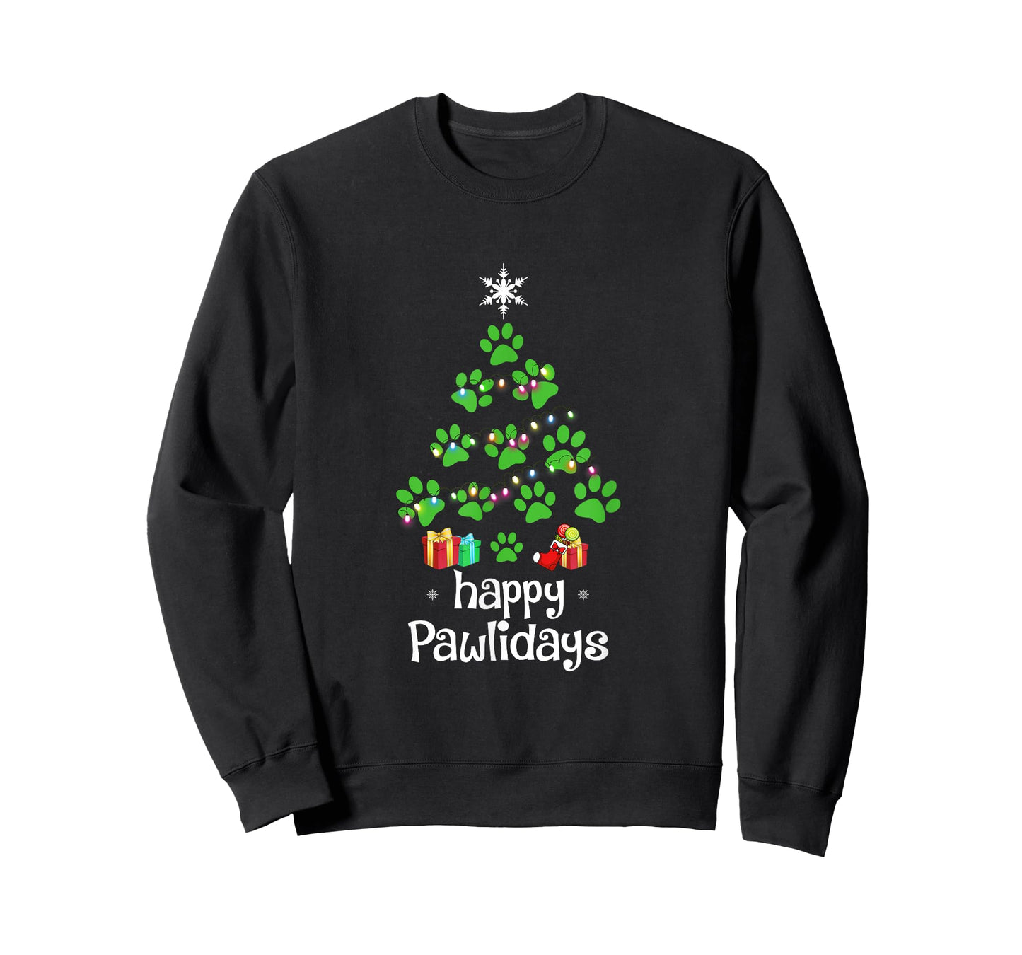 Happy Pawlidays Christmas T-shirt Funny Paws T-Shirt