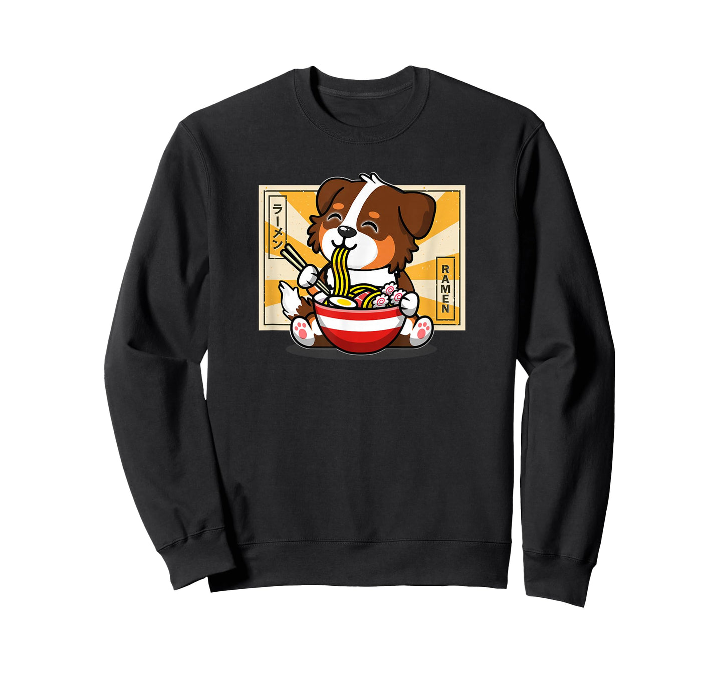 Funny Kawaii Kids Ramen Eating Red Australian Shepherd Lover T-Shirt