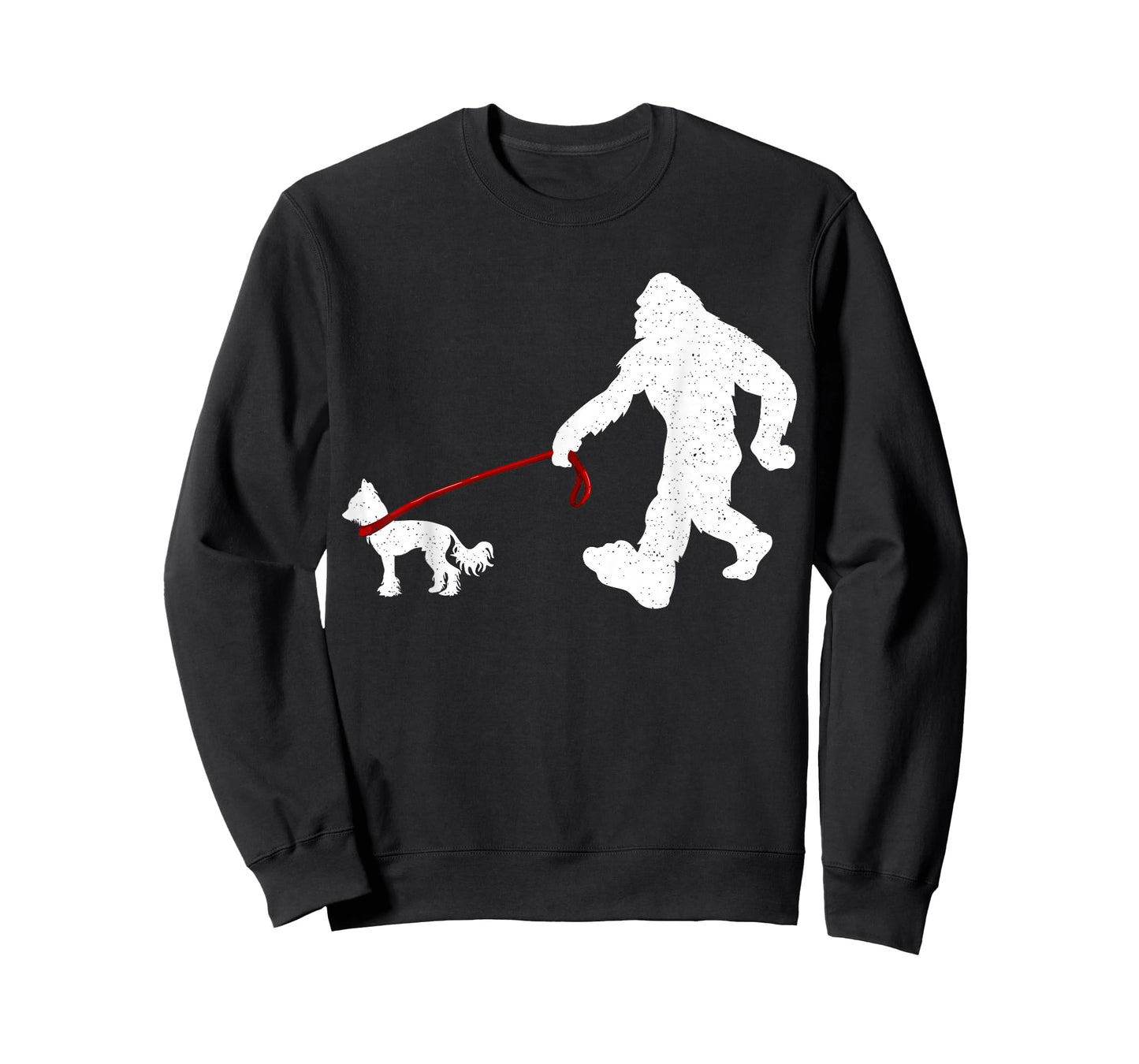 Funny Bigfoot Walking With Chinese Crested Dog Gifts T-Shirt
