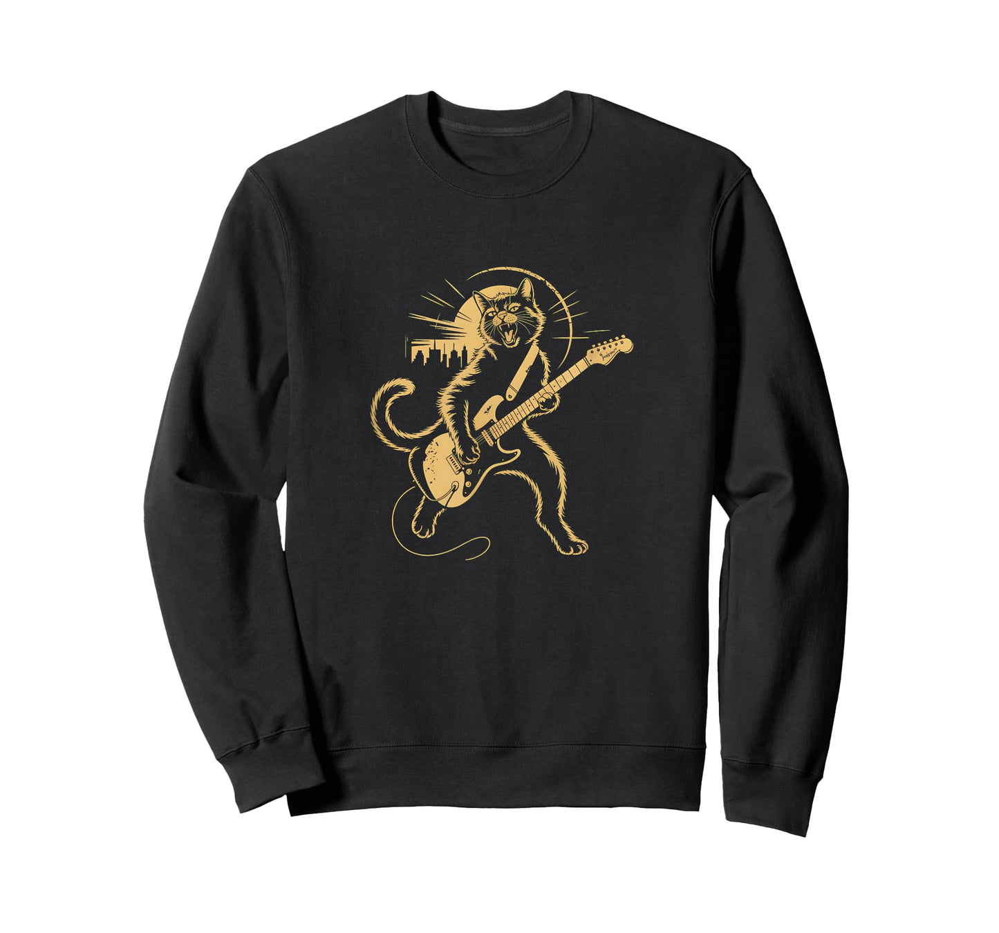 Cat Playing Guitar Rock Star Rock and Roll for Men Women T-Shirt