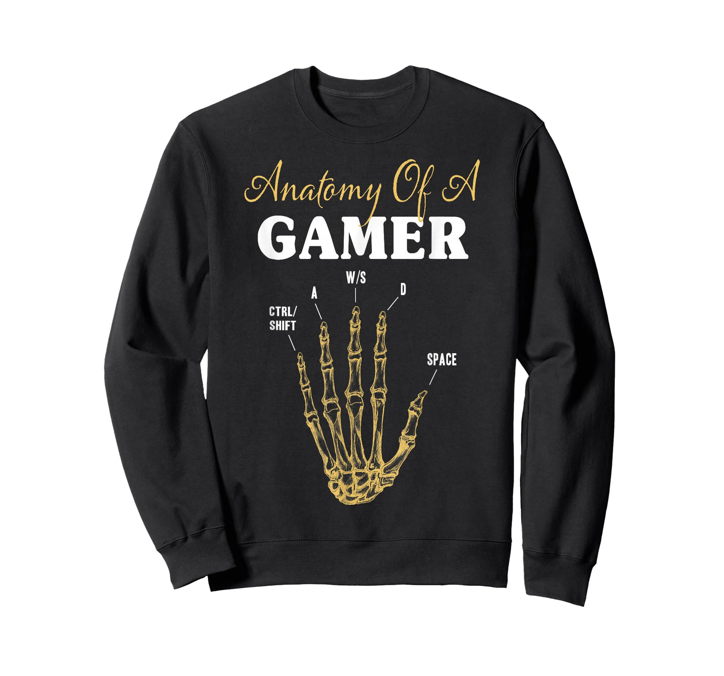 Anatomy of a Gamer Graphic Skeleton Hand Video Game WASD T-Shirt