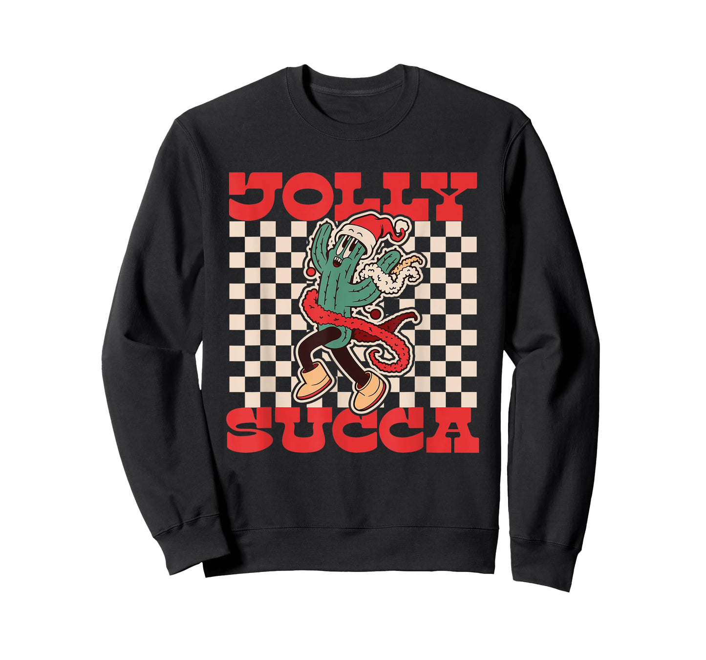 Jolly Succa | Succulent | Retro Cartoon Christmas Cactus T-Shirt