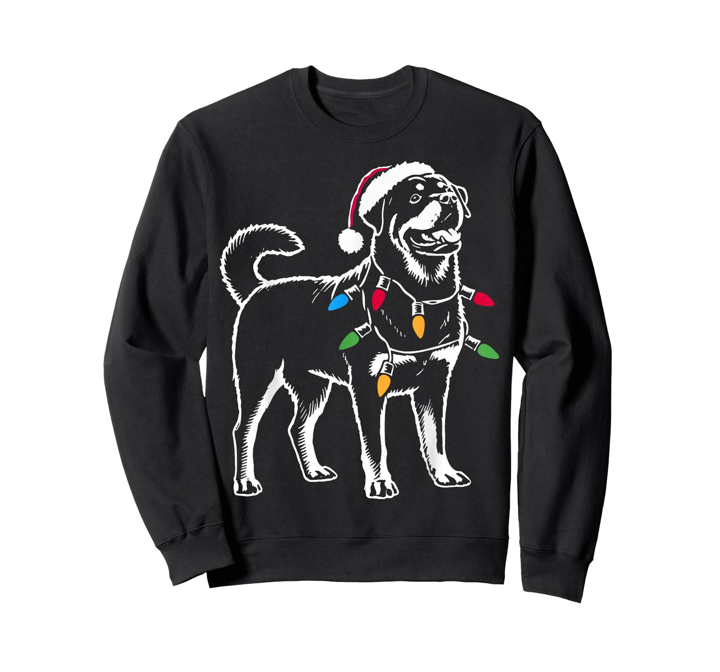 Rottie Rottweiler Christmas Lights Santa Hat Dog Lover Gifts T-Shirt