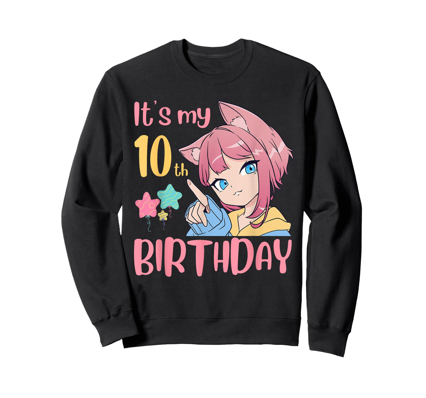 It's My 10th Birthday Anime Birthday Girl 10 Years Old Bday T-Shirt