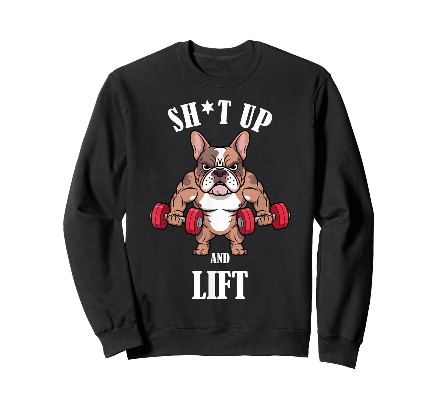 French Bulldog Weightlifting Dumbbells Funny Gym Workout T-Shirt