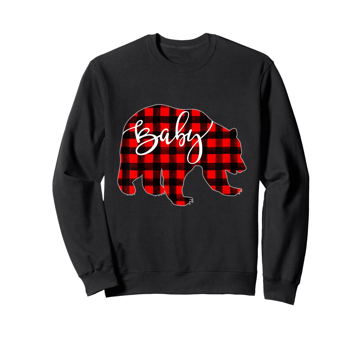 Kids Red Plaid Baby Bear Matching Family Christmas Eve Buffalo T-Shirt