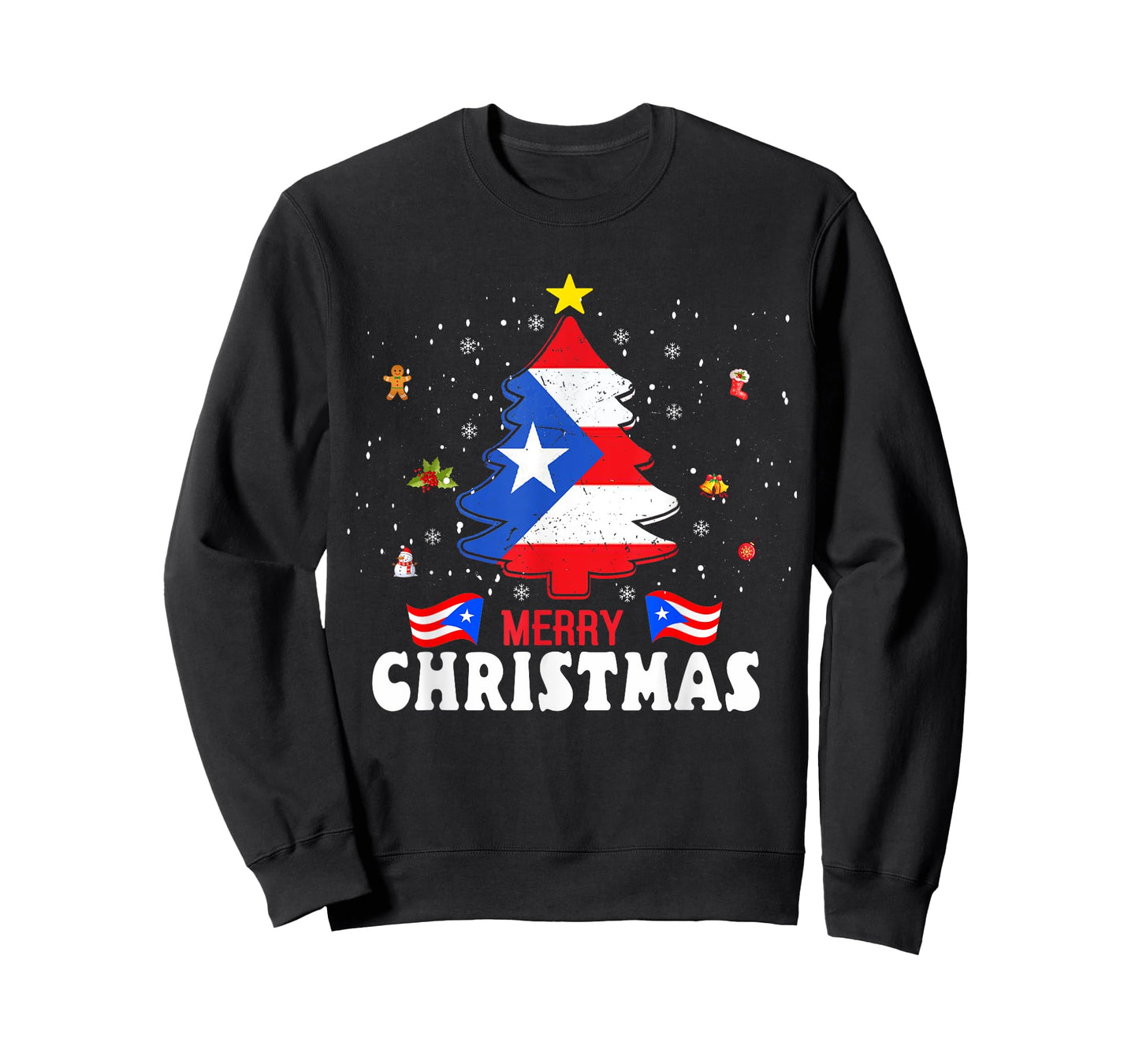 Proud Puerto Rico Flag Tree Christmas Pajamas Patrioitc Xmas T-Shirt