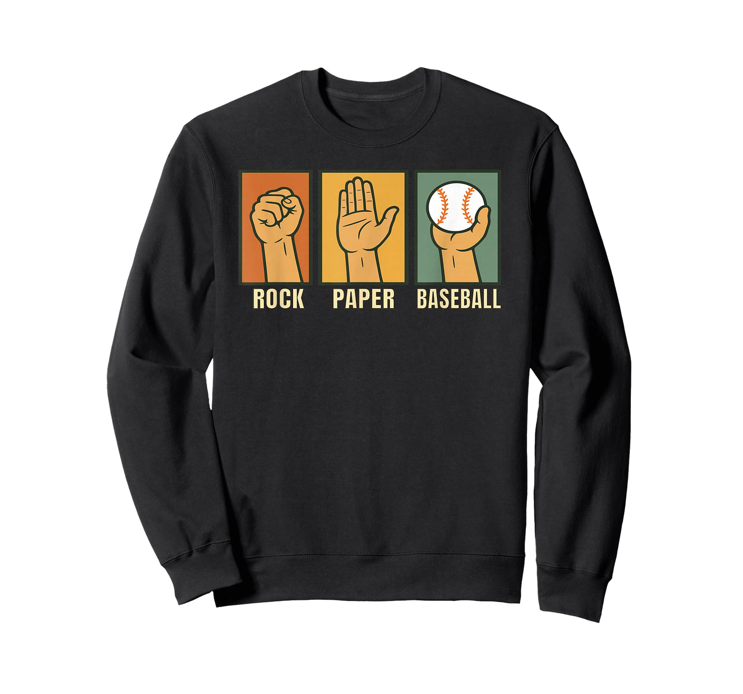 Funny Rock Paper Scissors Baseball Retro Humor Design T-Shirt