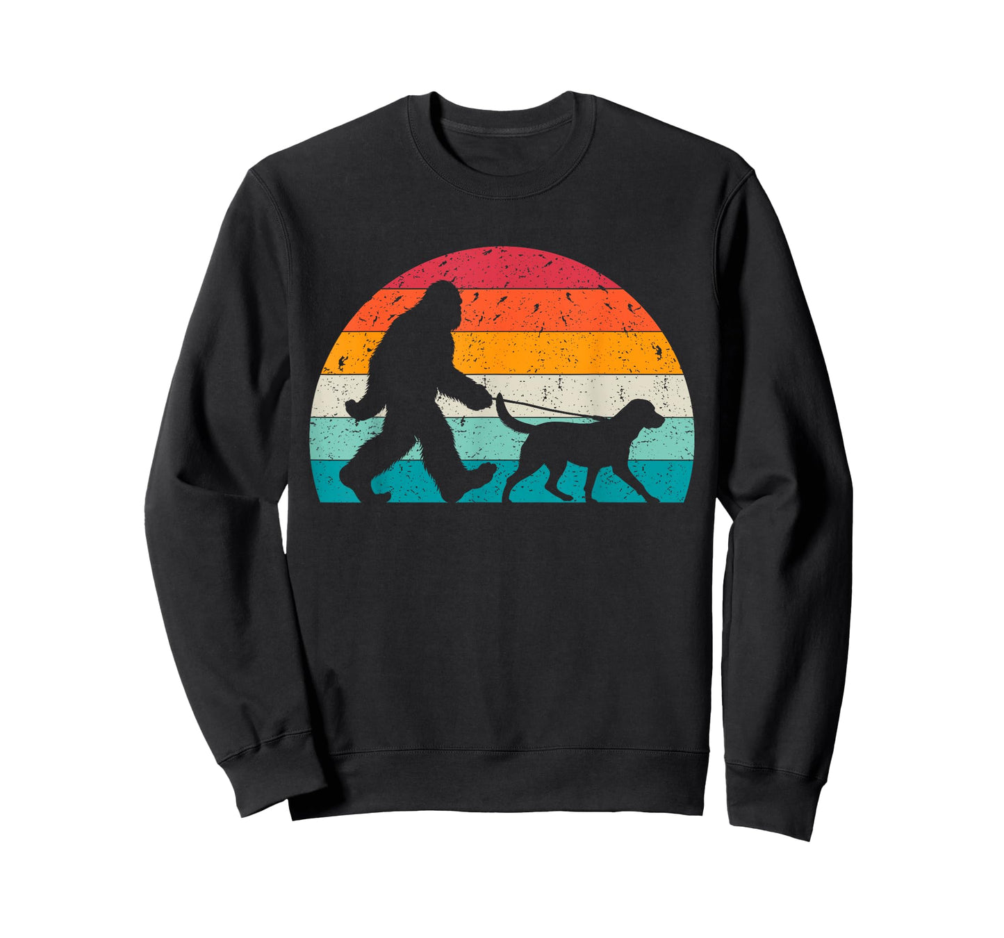 Bigfoot Walking a Dog Funny Labrador Retriever Lovers Dad Men Women Kids T-Shirt