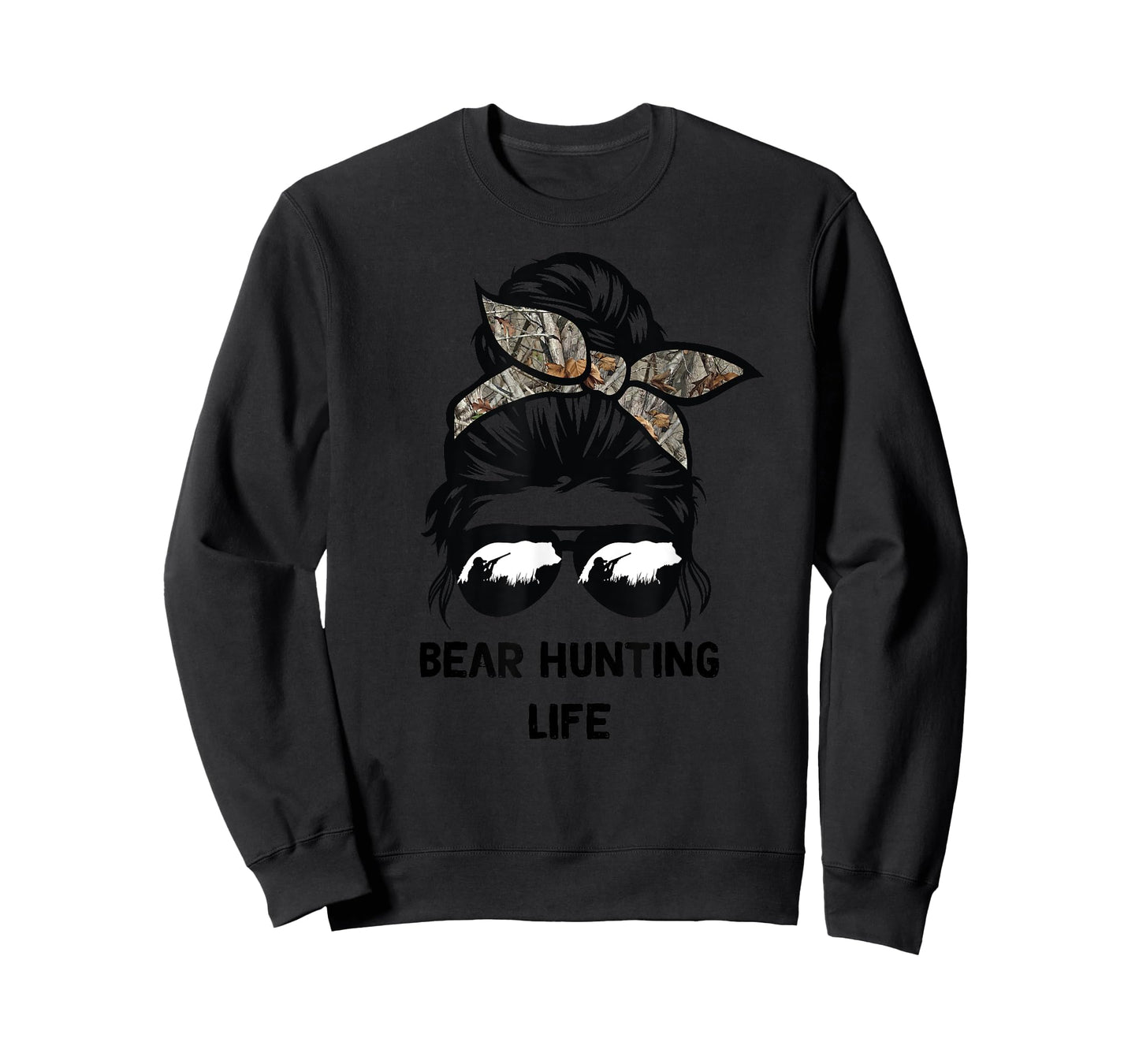 Bear Hunting life messy bun funny bear Hunter woman mom T-Shirt