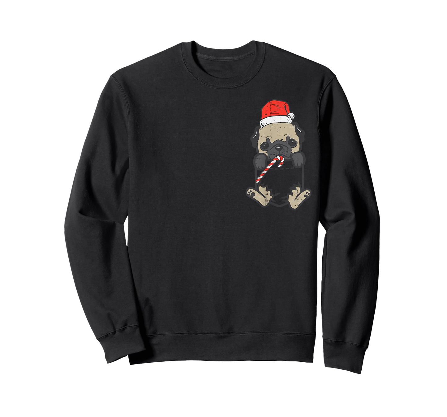 Pocket Pug Santa Dog Christmas Xmas Men Women T-Shirt