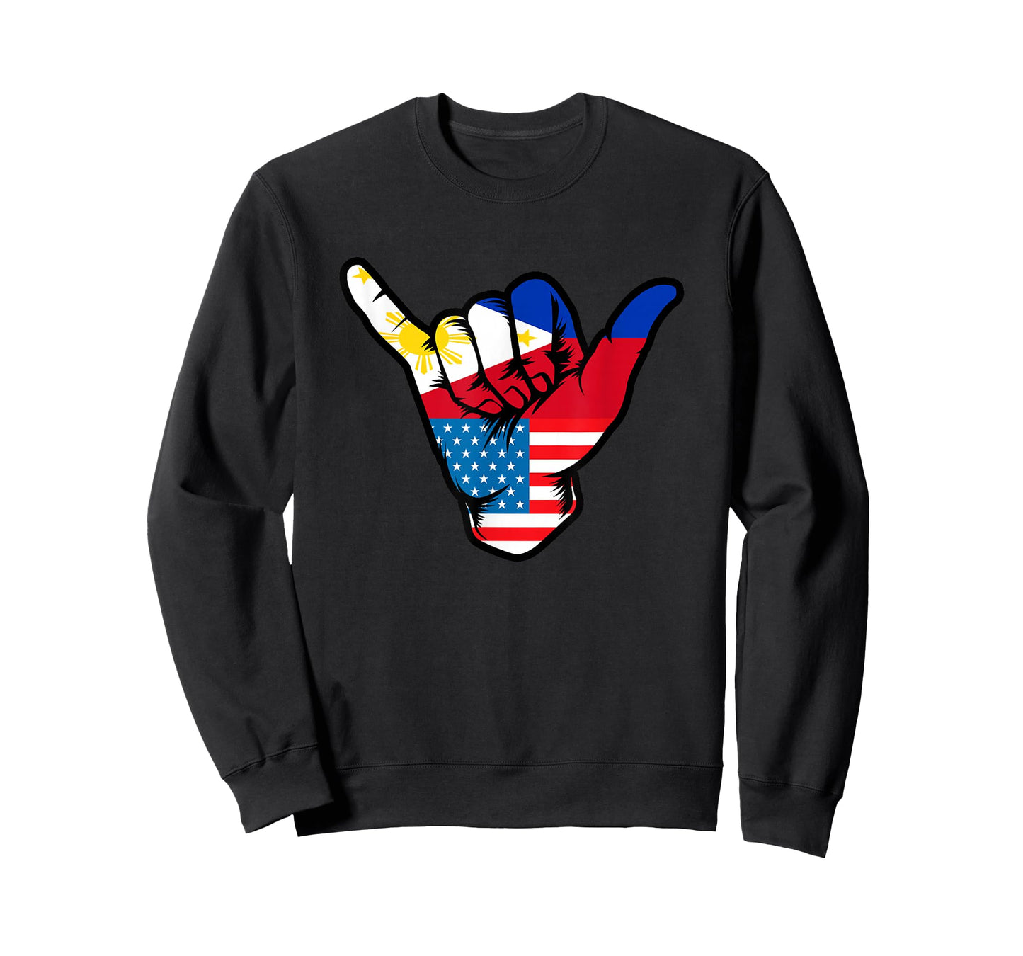 Half Filipino And American Philippines Usa Flag Shaka Hand T-Shirt