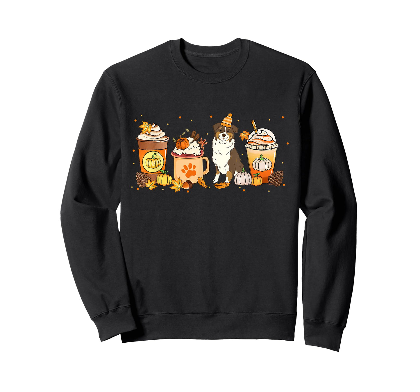 Aussie Coffee Pumpkin Spice Dog Lovers Fall Thanksgiving T-Shirt