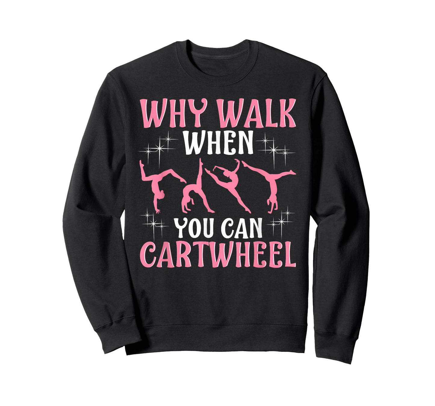 Girls' Cool Cartwheel Gymnastics T-Shirt - Black, Classic Fit, Short Sleeve, Cotton-Polyester