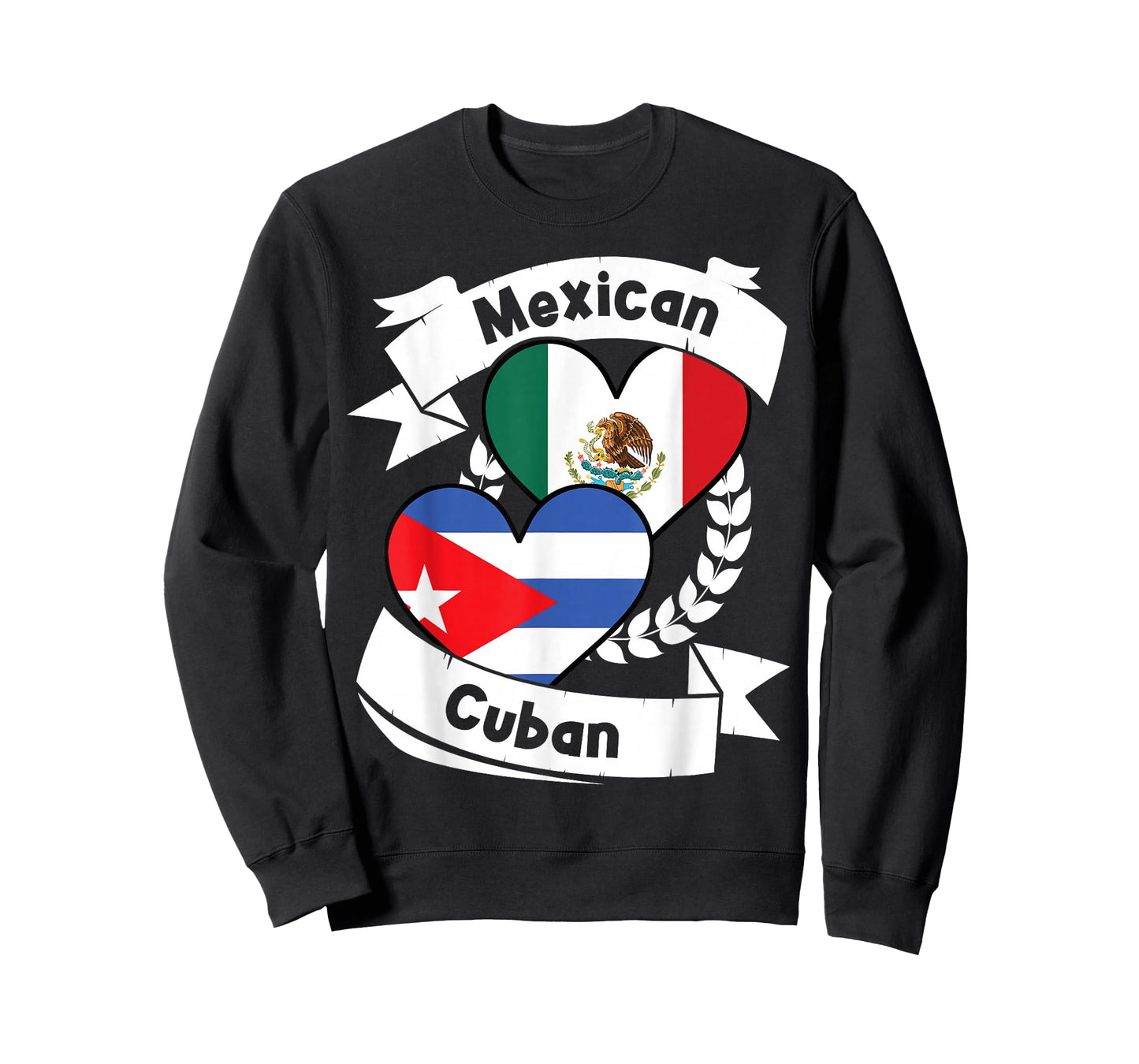 Mexican Cuban Heart Flags Mexico Cuba T-Shirt