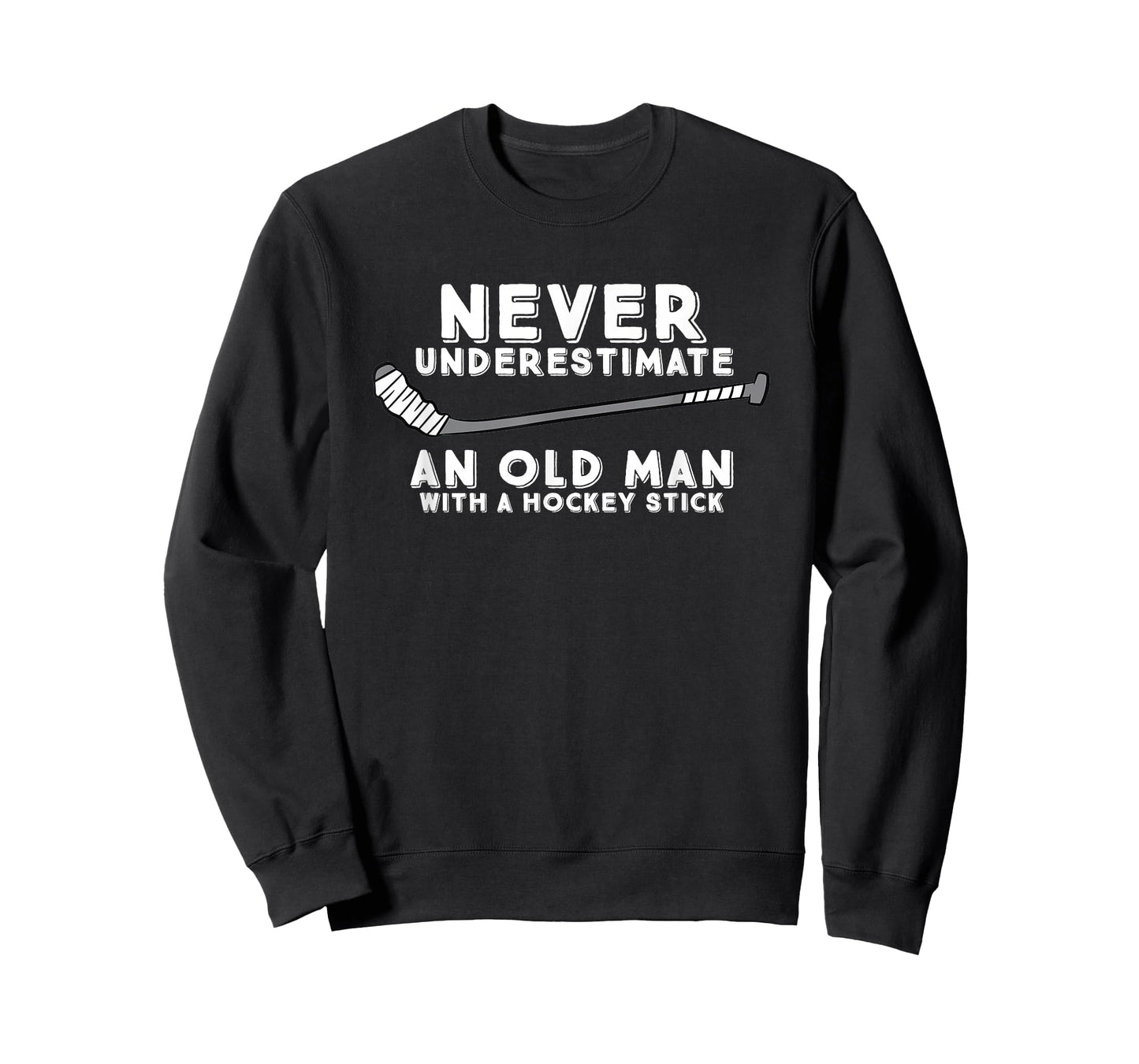 Never Underestimate an Old Man with A Stick Old Man Hockey T-Shirt