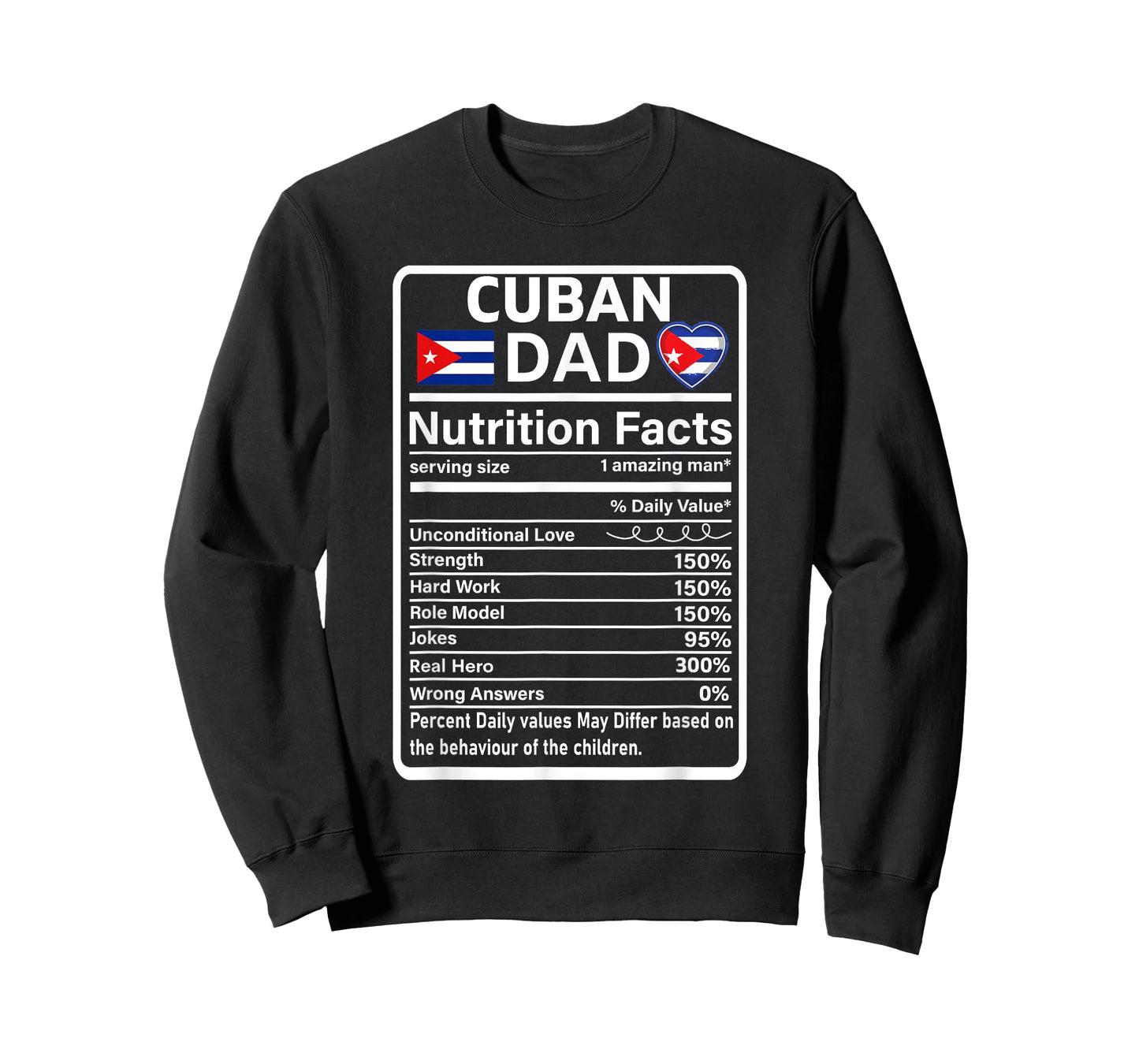 Cuban Dad Nutrition Facts For Men Mens Cuba Flag Pride Funny T-Shirt
