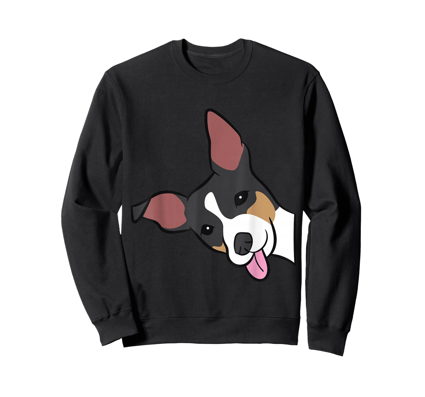 Rat Terrier Dog Peeking From Side Funny Rat Terrier Men Women Girls Kids T-Shirt