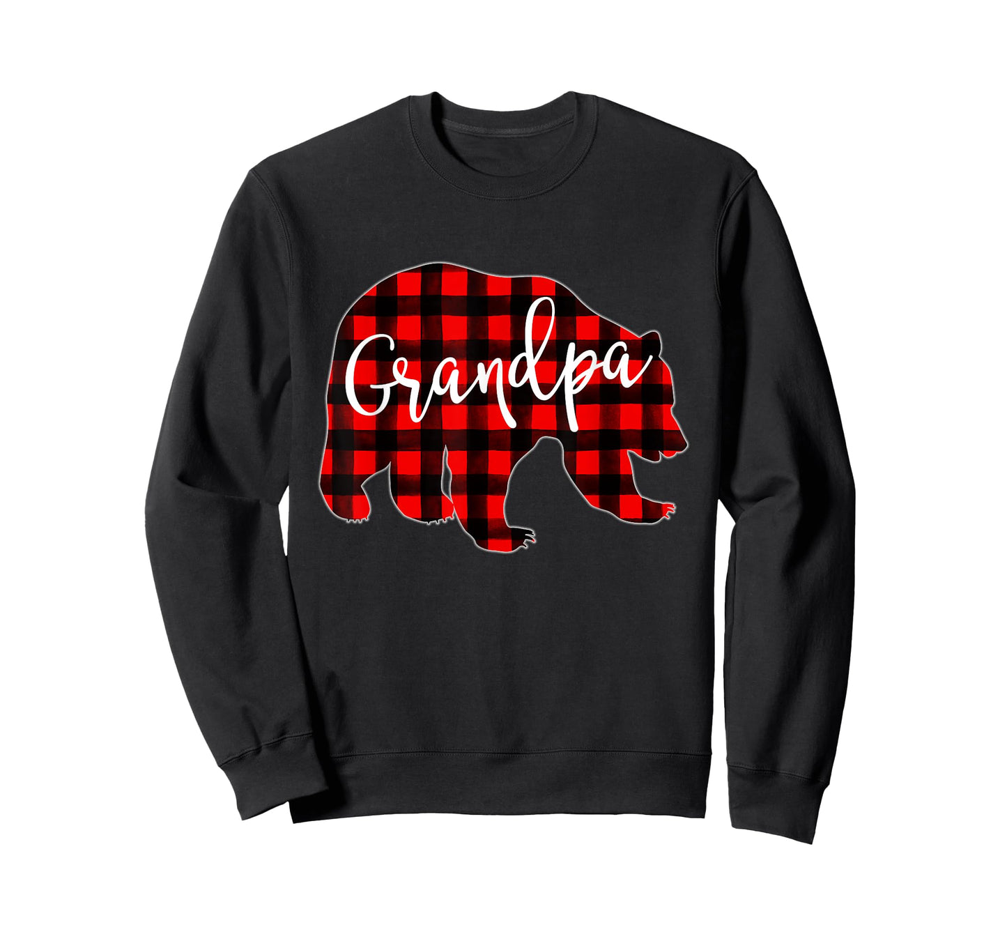 Red Plaid Grandpa Bear Matching Family Christmas Eve Buffalo T-Shirt