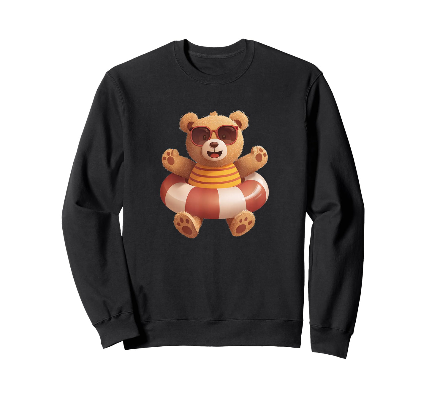 Happy Teddy Bear in Pool Ring T-Shirt