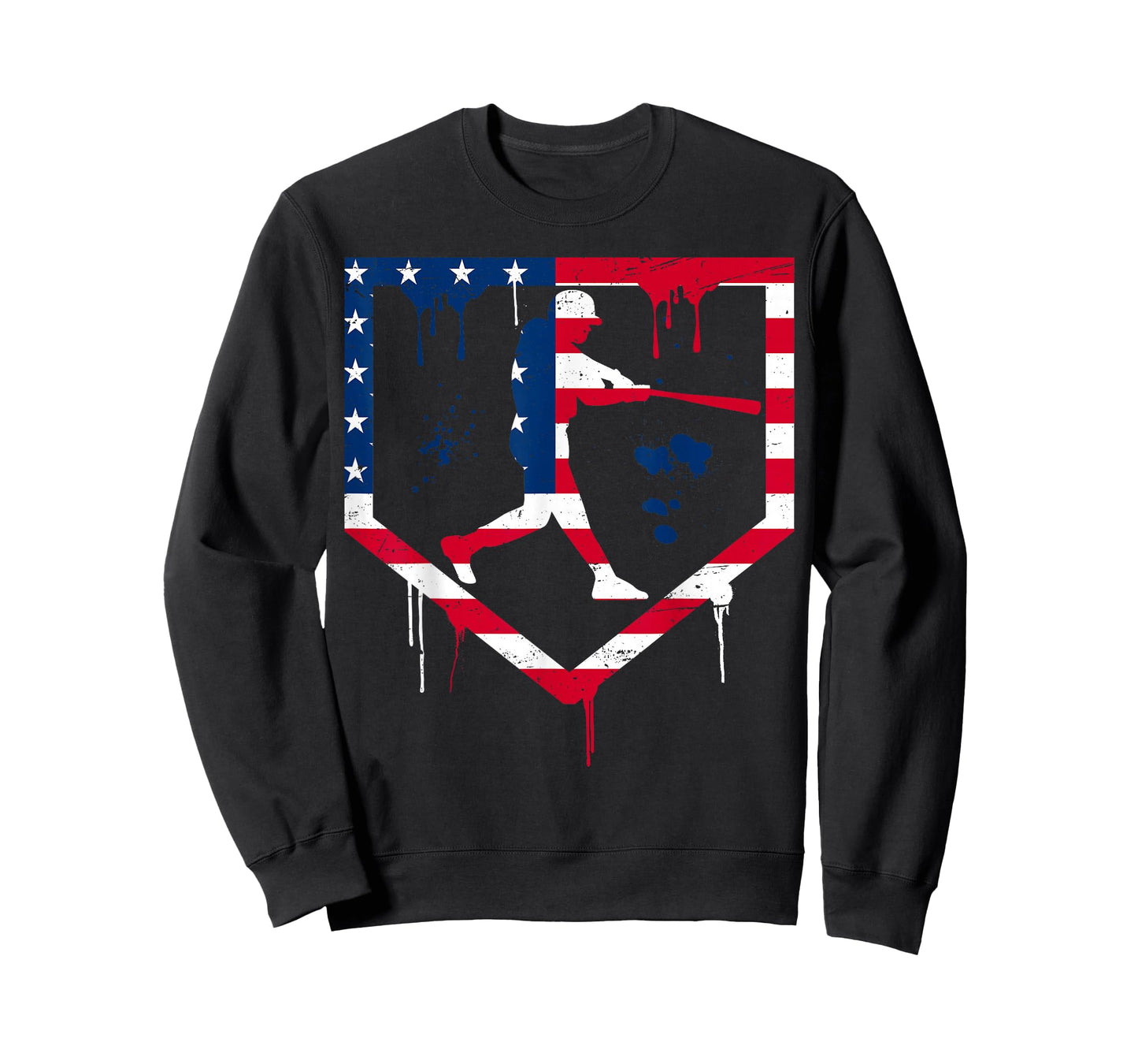Baseball Drip American Flag Bat 4th Of July Patriotic Boys T-Shirt