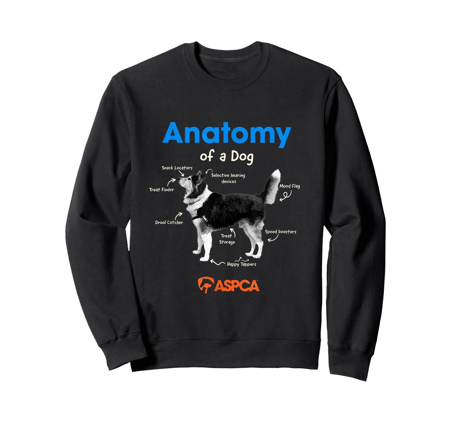 ASPCA Anatomy of a Dog Unisex-Adults Dog Lovers Classic Fit T-Shirt Black Small Crew Neck Short Sleeve