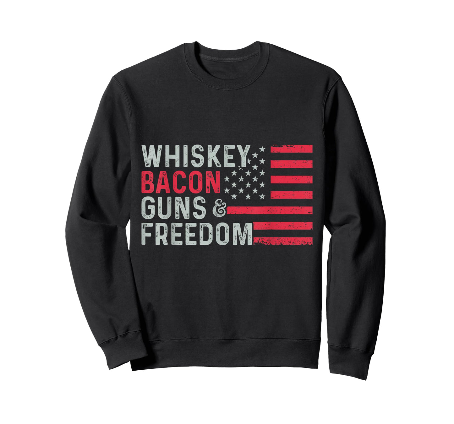Whiskey Bacon Guns & Freedom Shirt Bacon American Flag T-Shirt