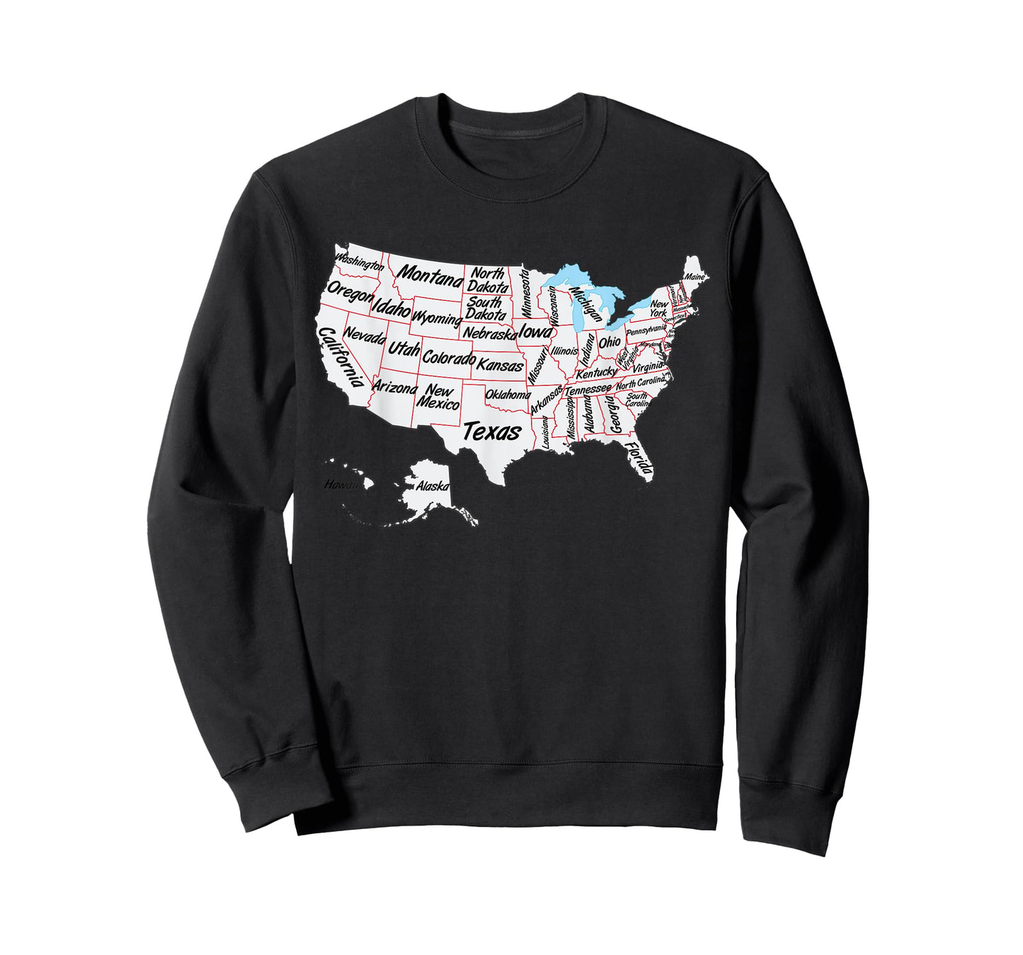 US Map T-shirt with states names and border, USA map T-Shirt