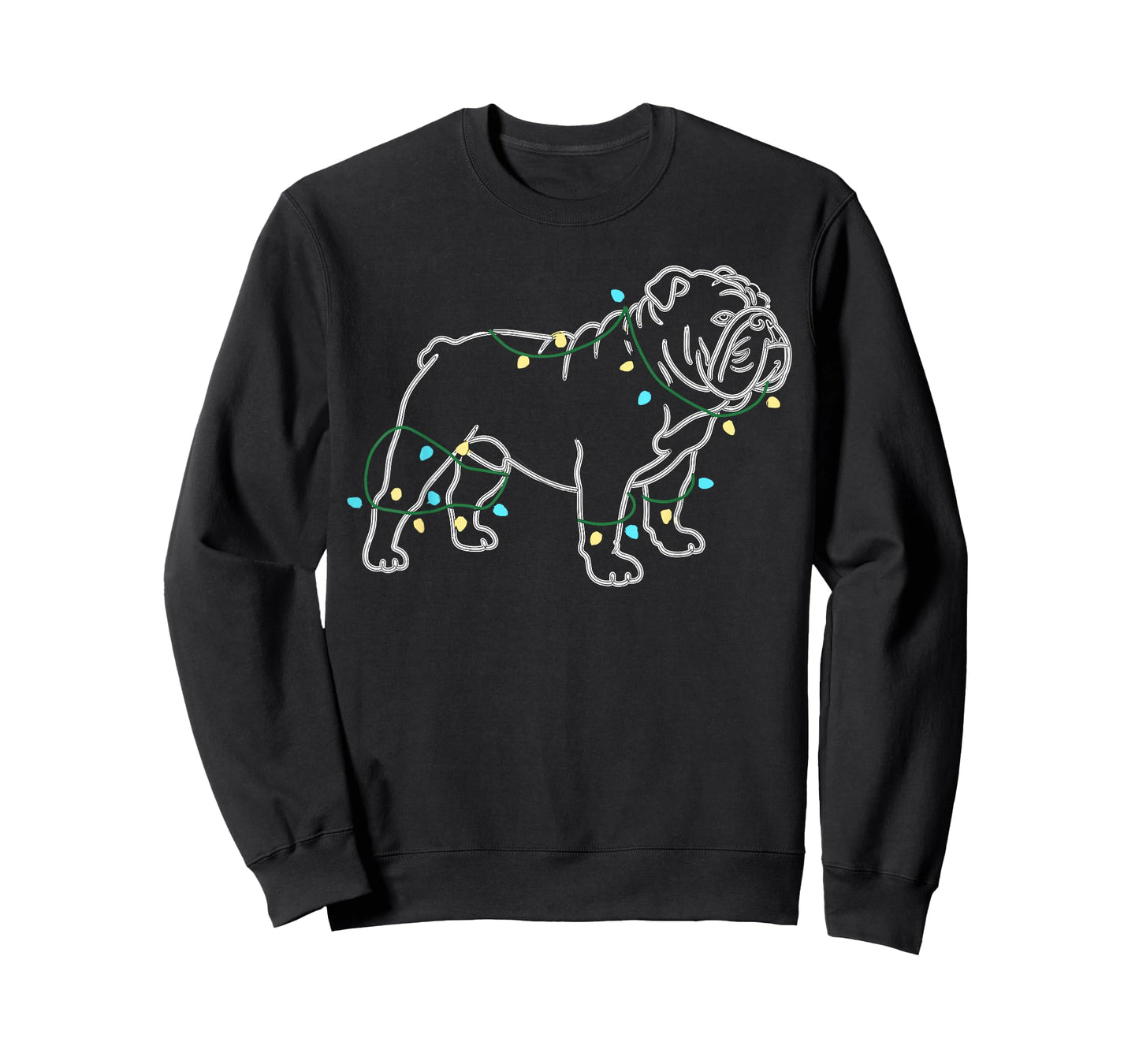 Dog Christmas Outfit, English Bulldog Christmas Lights T-Shirt