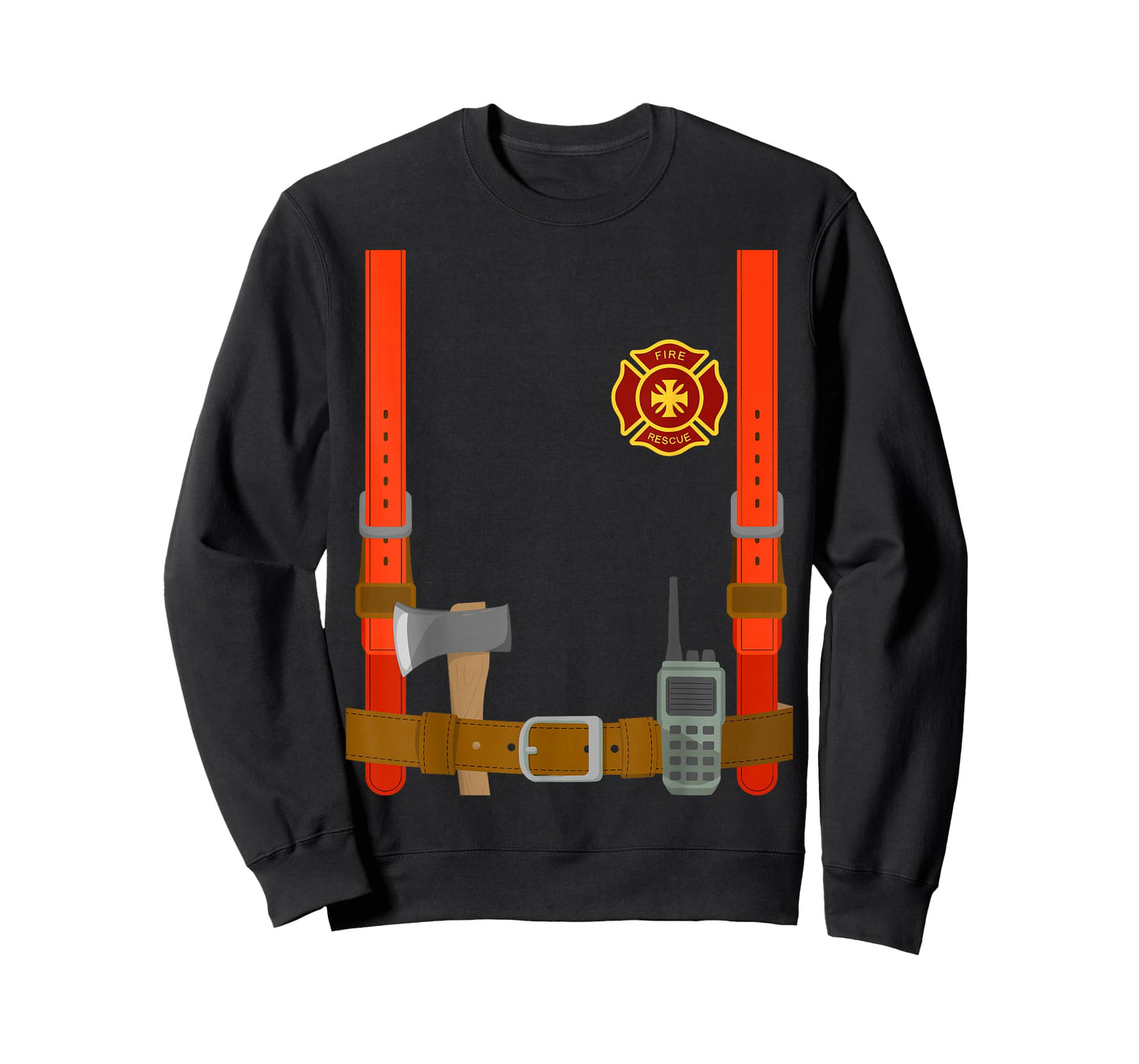 Firefighter Costume Halloween Fireman Uniform T-Shirt