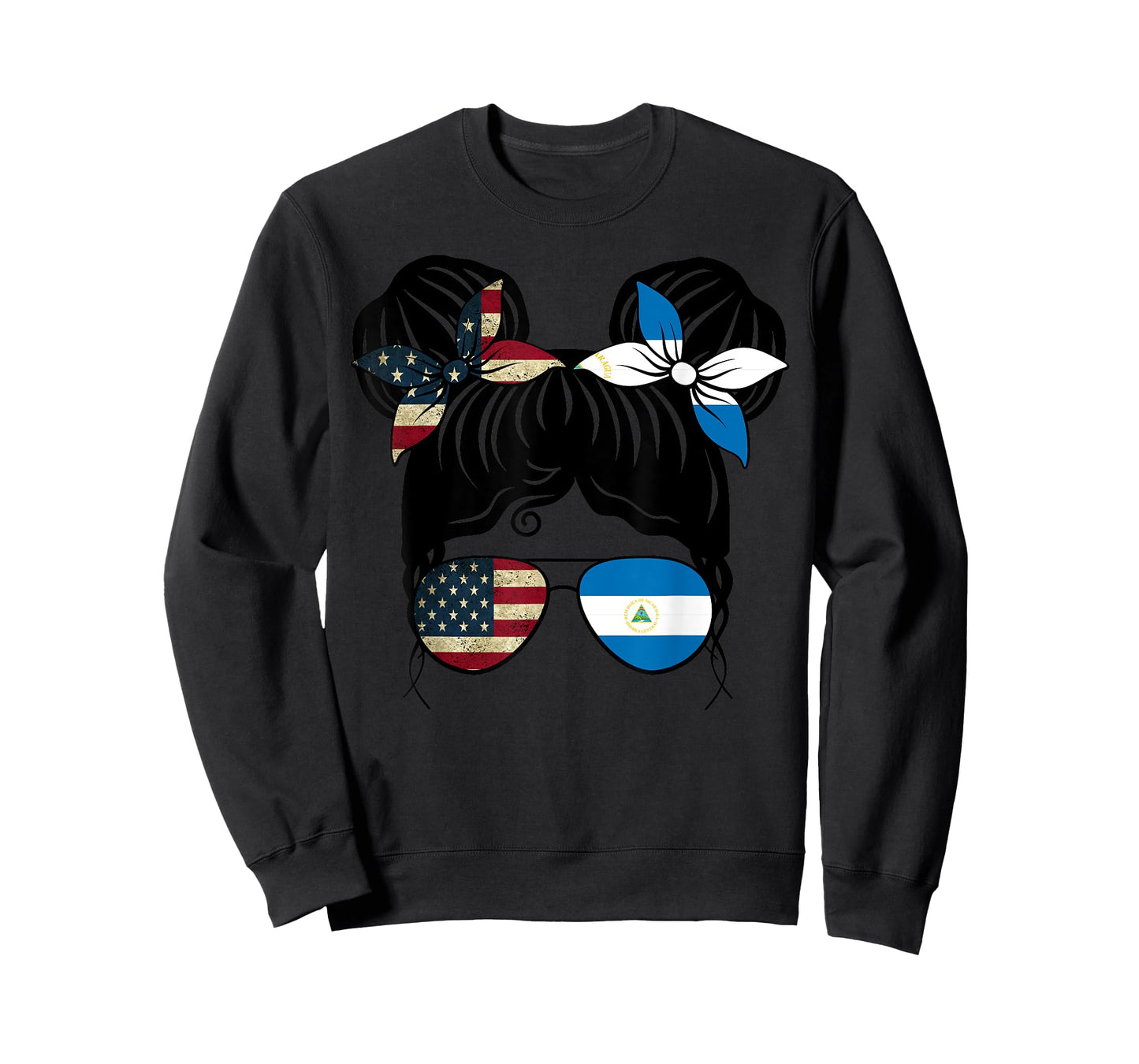 Half American Half Nicaraguan Girl USA Nicaragua Flag Kids T-Shirt