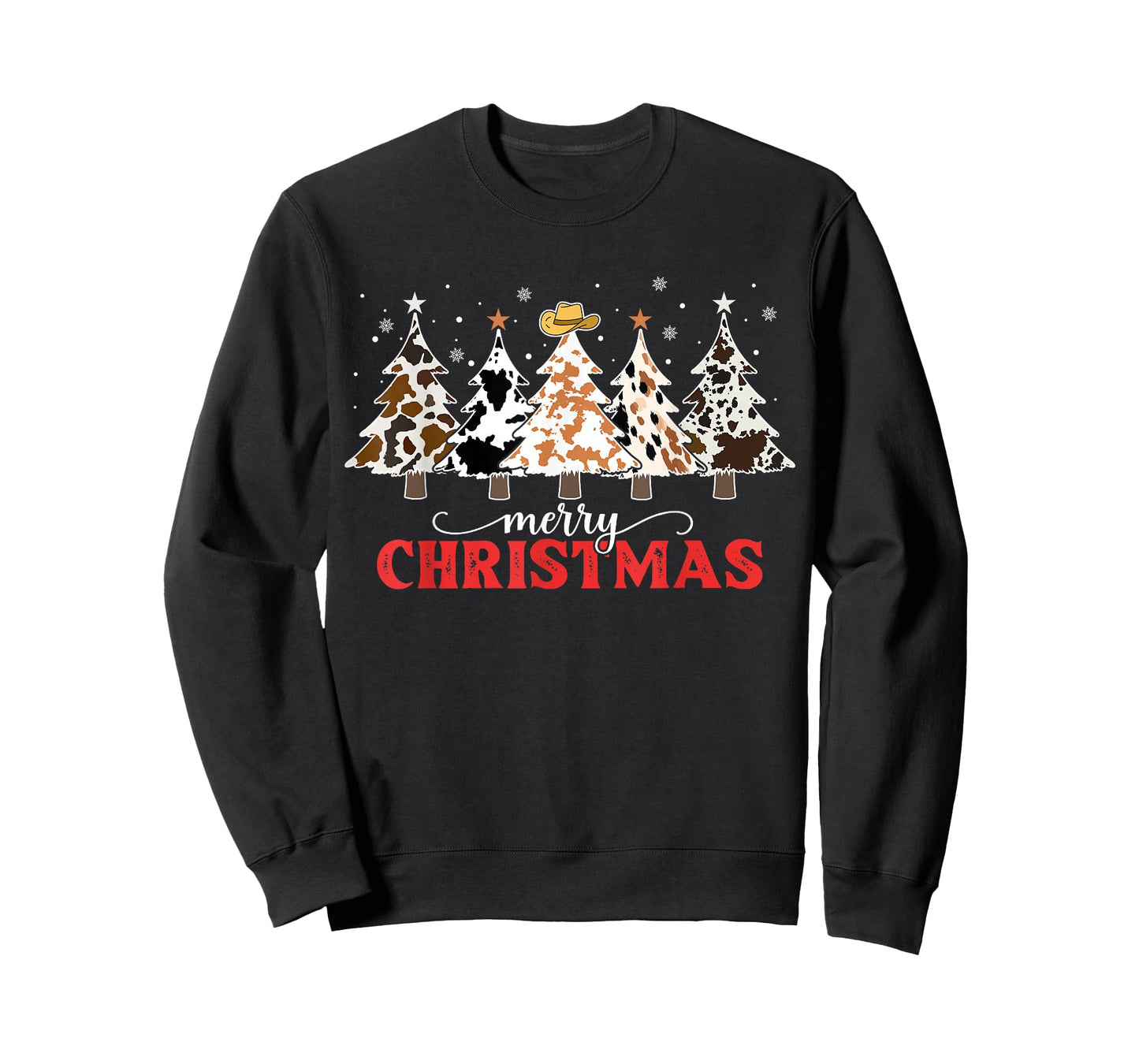 Country Christmas Tree Cowhide Xmas Cow Farm Cowboy Western T-Shirt