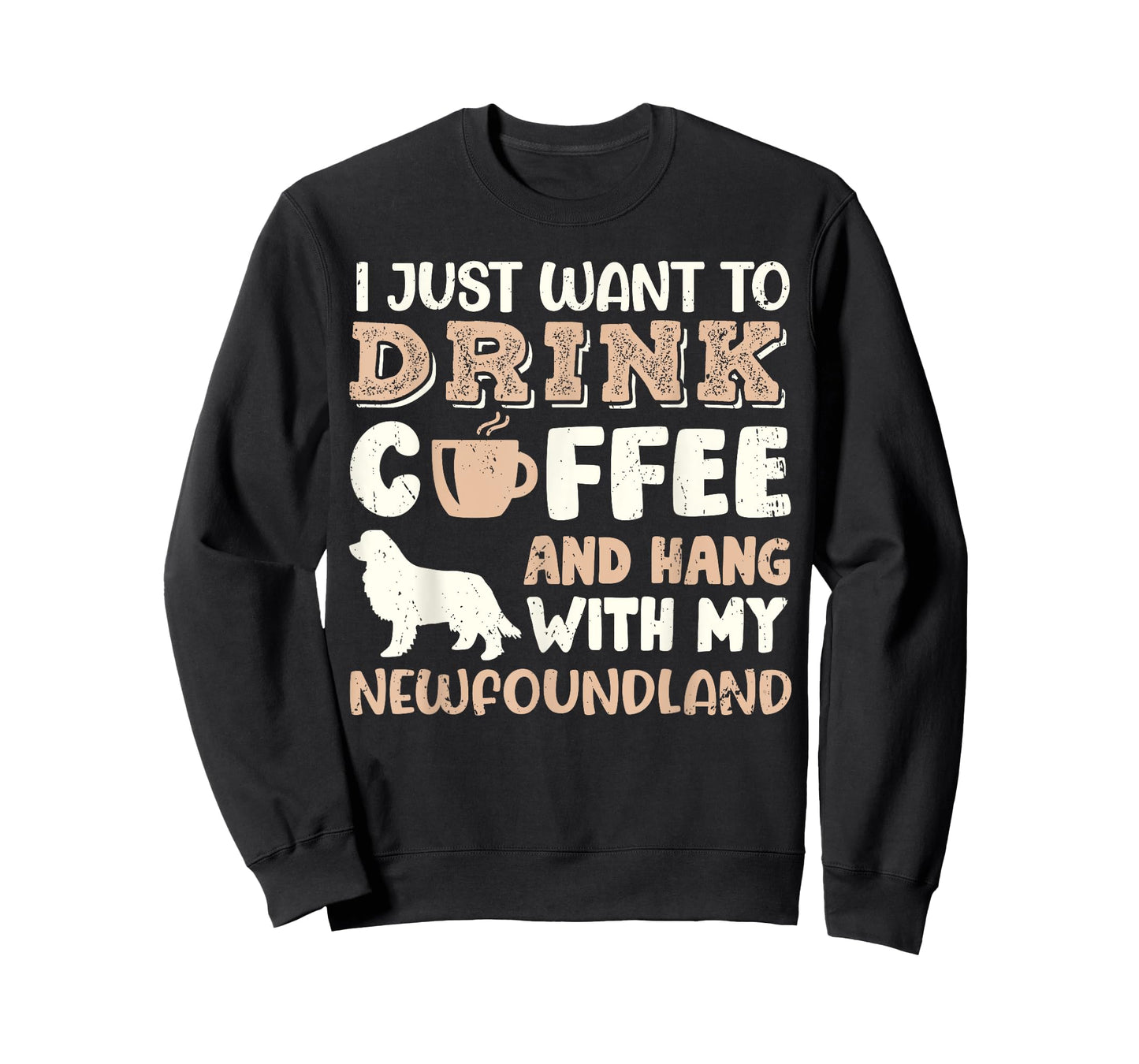Funny Newfoundland Drink Coffee Hand With Dog Mom Gift Men Women Girls Kids T-Shirt