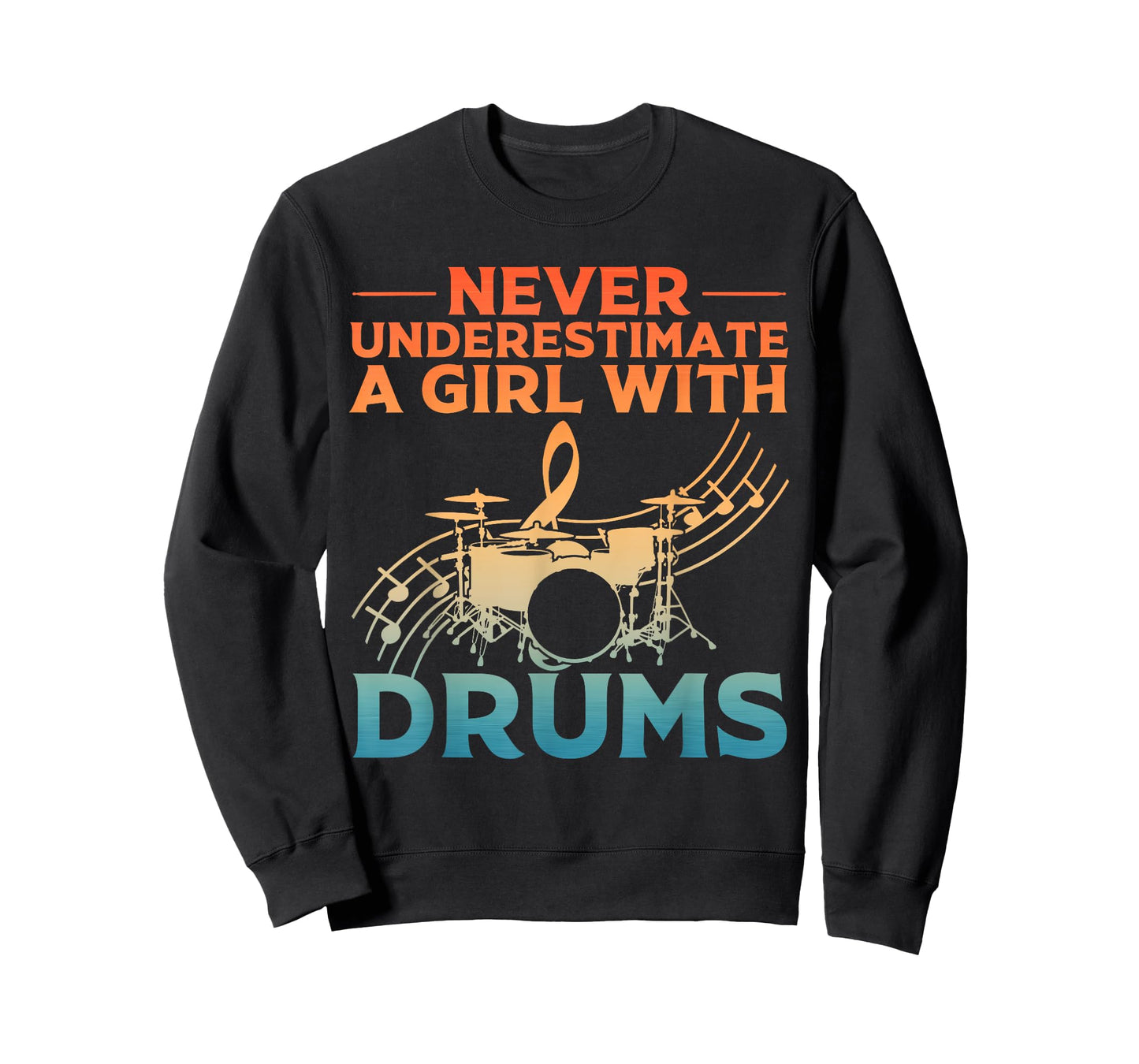 Funny Drummer Art For Women Girls Drum Set Musician Drumming T-Shirt