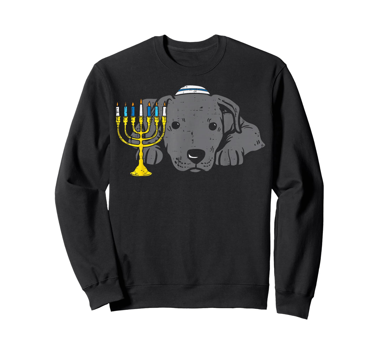 Jewish Pitbull Dog Menorah Hanukkah Pajamas Chanukah PJs T-Shirt