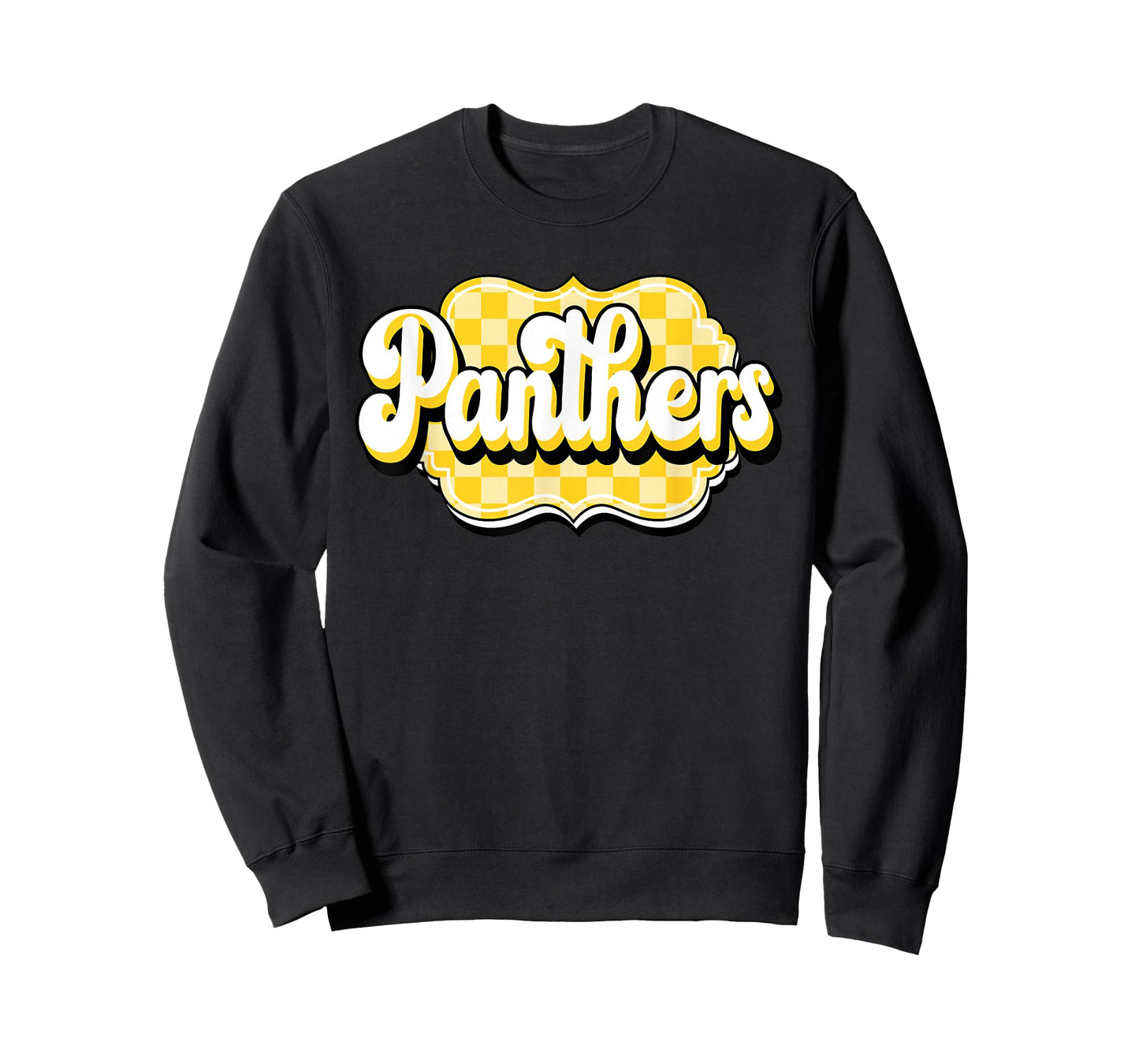 Panthers Checkered Print School Spirit Yellow Panthers T-Shirt