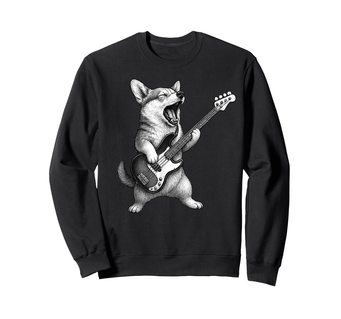 Corgi Playing Bass Guitar Rock Music Dog Lover T-Shirt