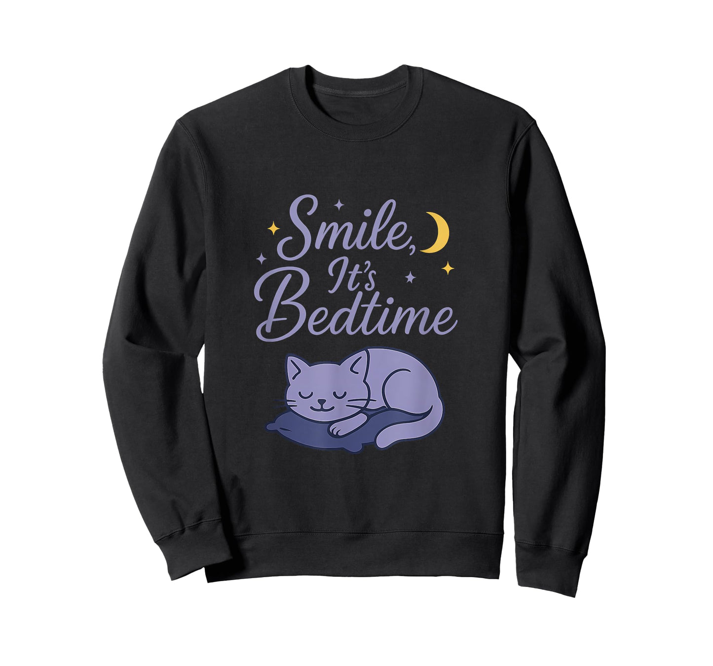 Smile It’s Bedtime Cute Cat Sleeping Graphic T-Shirt