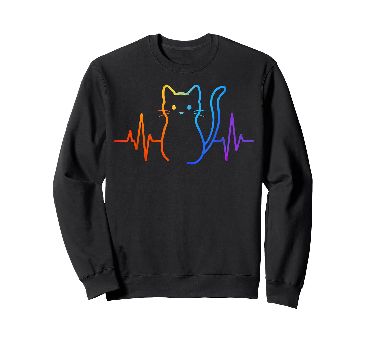 Cute Colorful Cat Heartbeat EKG T-Shirt