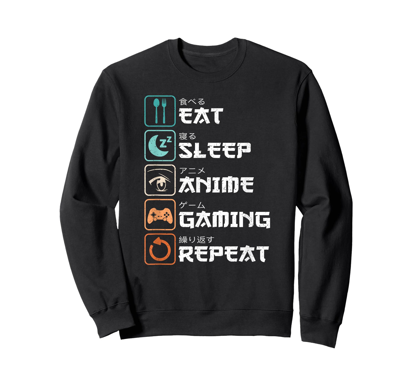 Eat Sleep Anime Gaming Repeat Manga Funny Gamer Men Boys T-Shirt