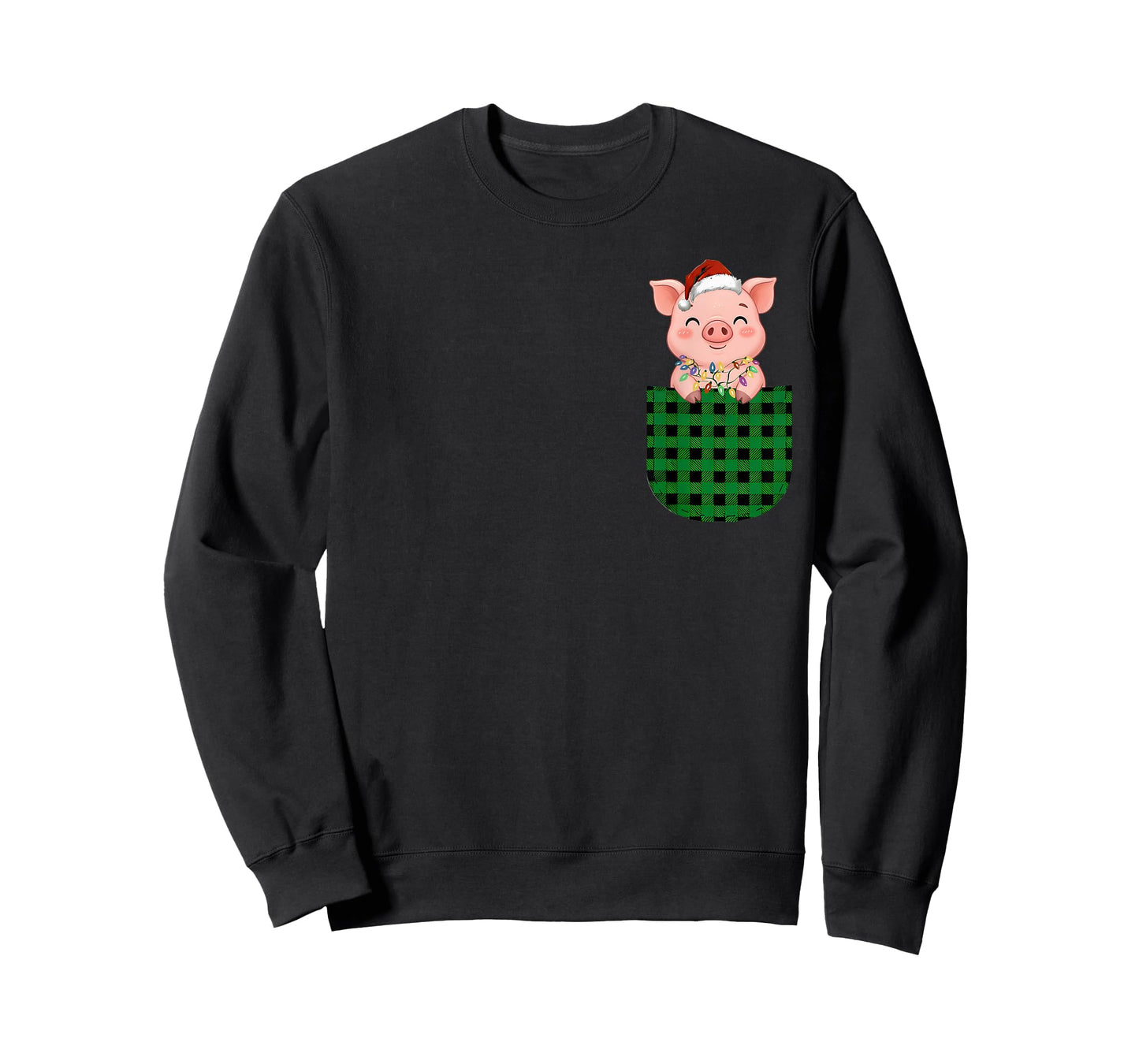 Pig Buffalo Green Plaid Pocket Christmas Men Women Kids T-Shirt